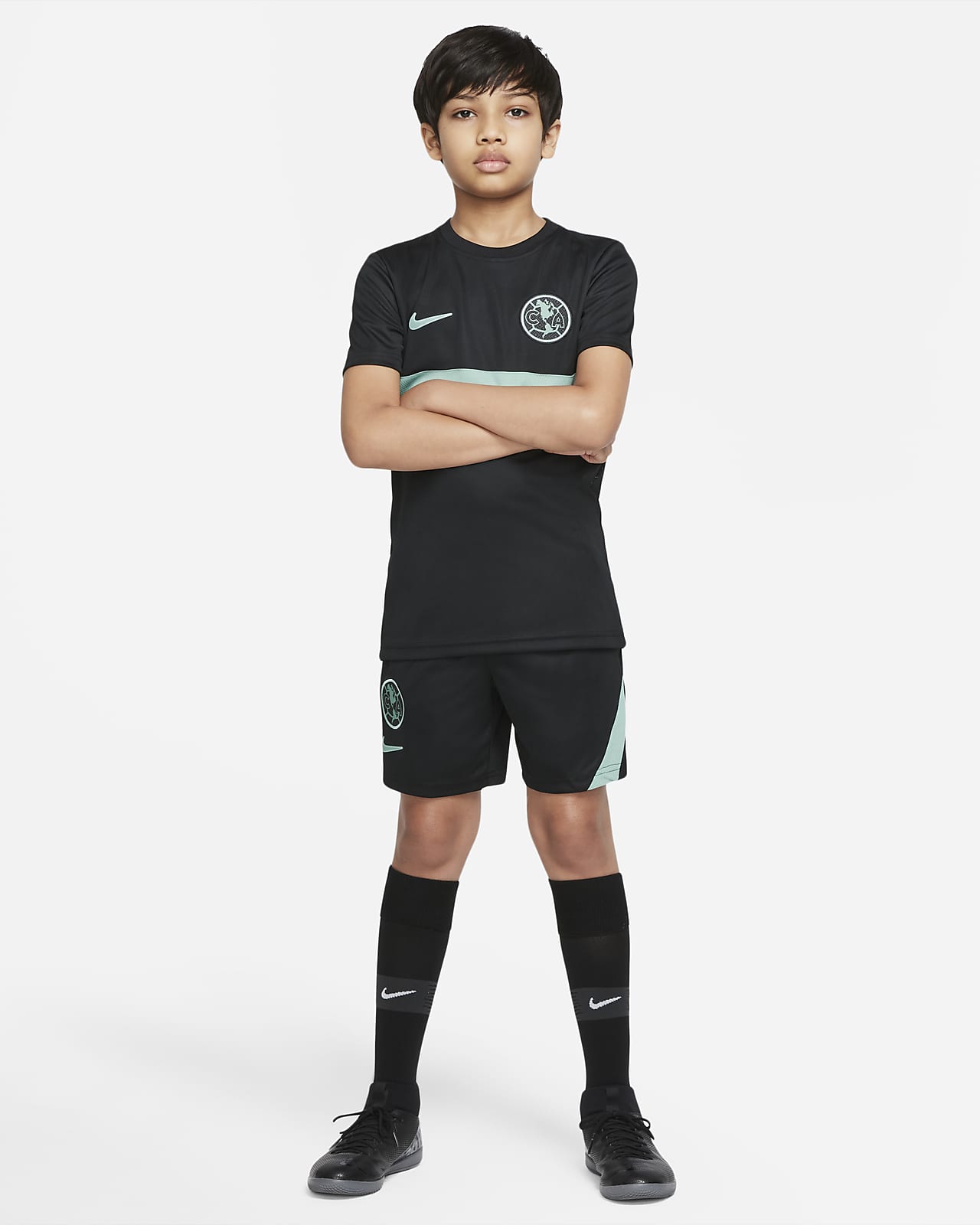 Club América Academy Pro Big Kids\' Nike Dri-FIT Short-Sleeve Soccer Top.