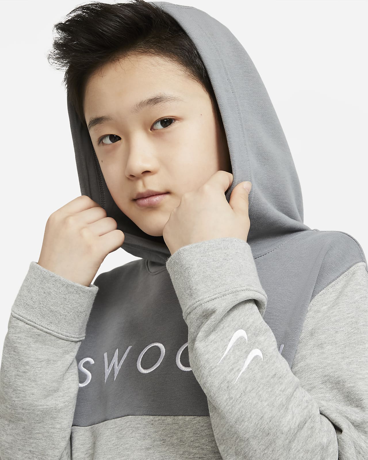 Sudadera con capucha de French Terry para niños talla grande Nike  Sportswear Swoosh. Nike.com