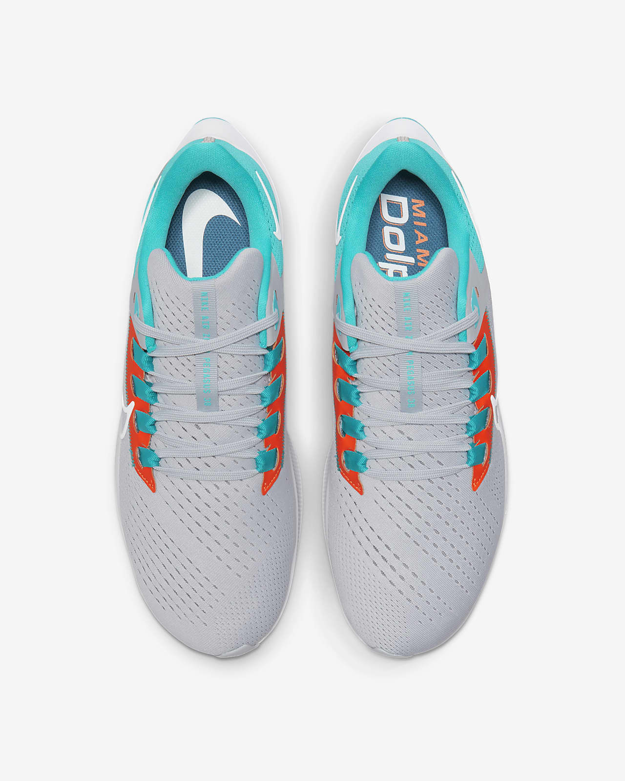 unisex miami dolphins nike gray zoom pegasus 38 running shoe