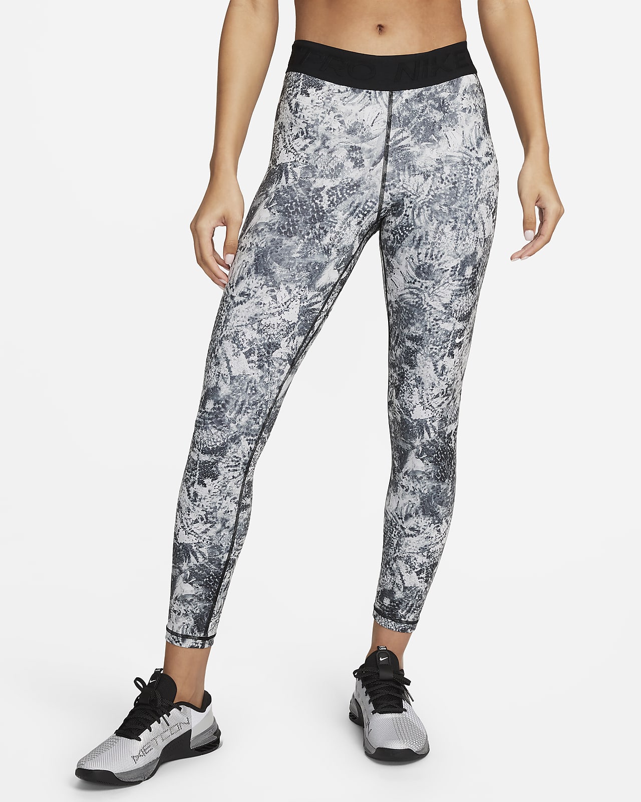 Nike Pro 7/8-Tights mit mittelhohem Bund und Print für Damen. Nike AT