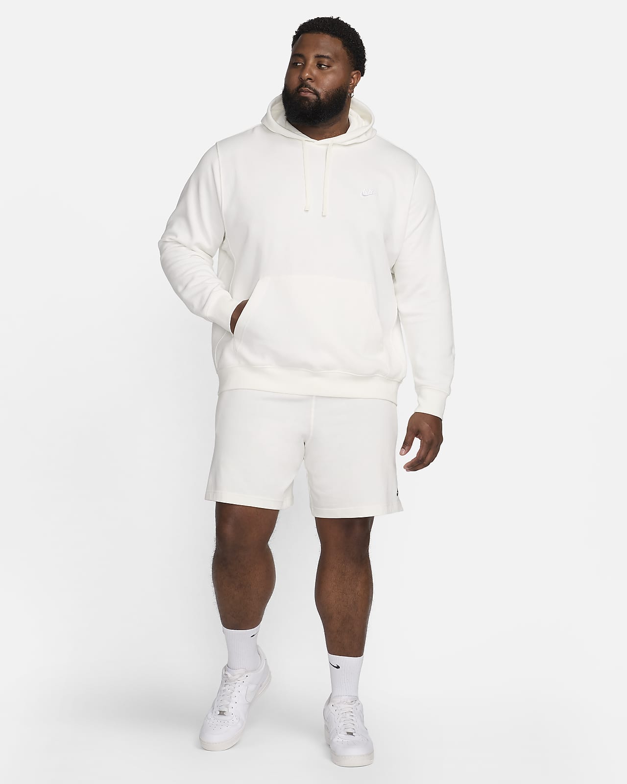 Nike Men's Sportswear Club Fleece Hoodie (L, White/Black