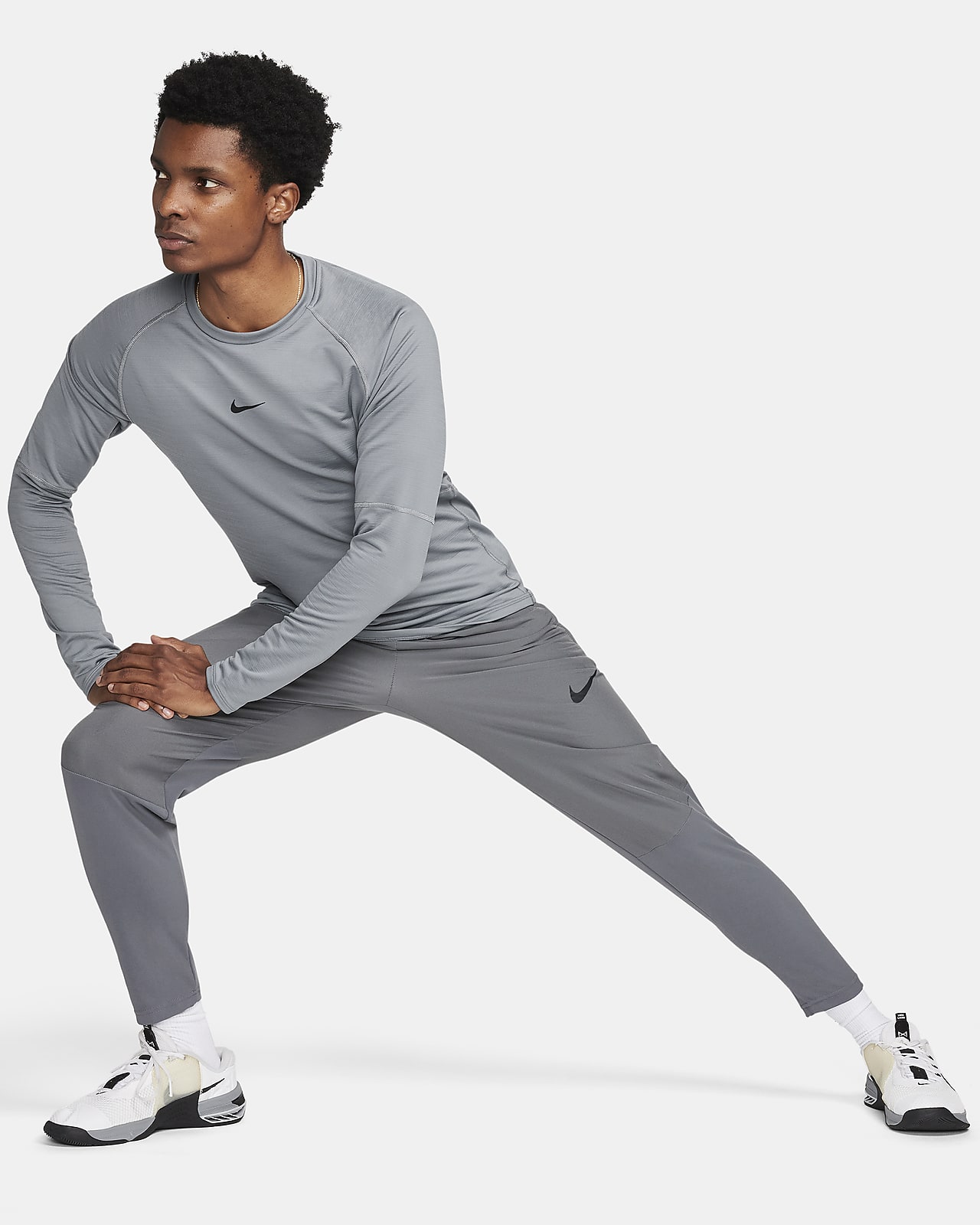 Nike PRO Warm Dri Fit Fleece Lined 7/8 Gold Cream Athletic