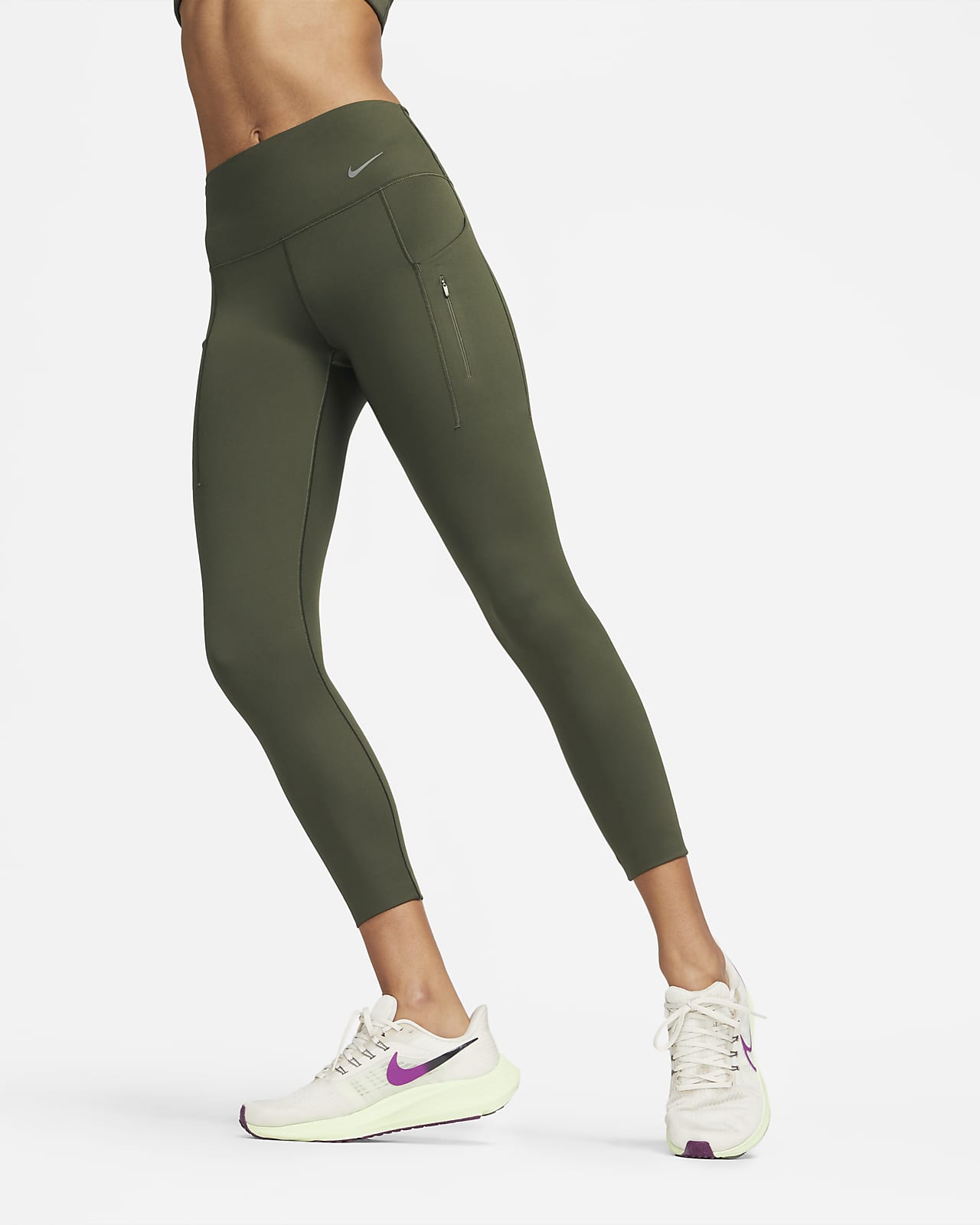 Nike Go Women's Firm-Support Mid-Rise 7/8 Leggings with Pockets. Nike PT