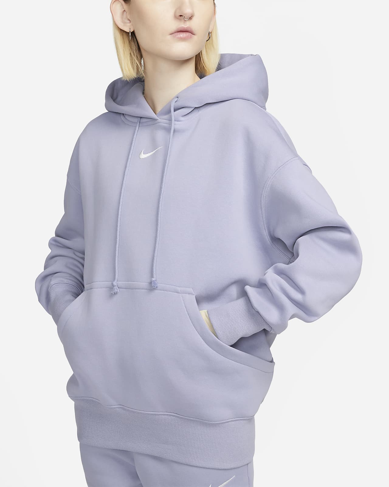 nike oversized hoodie in off white with drawcord