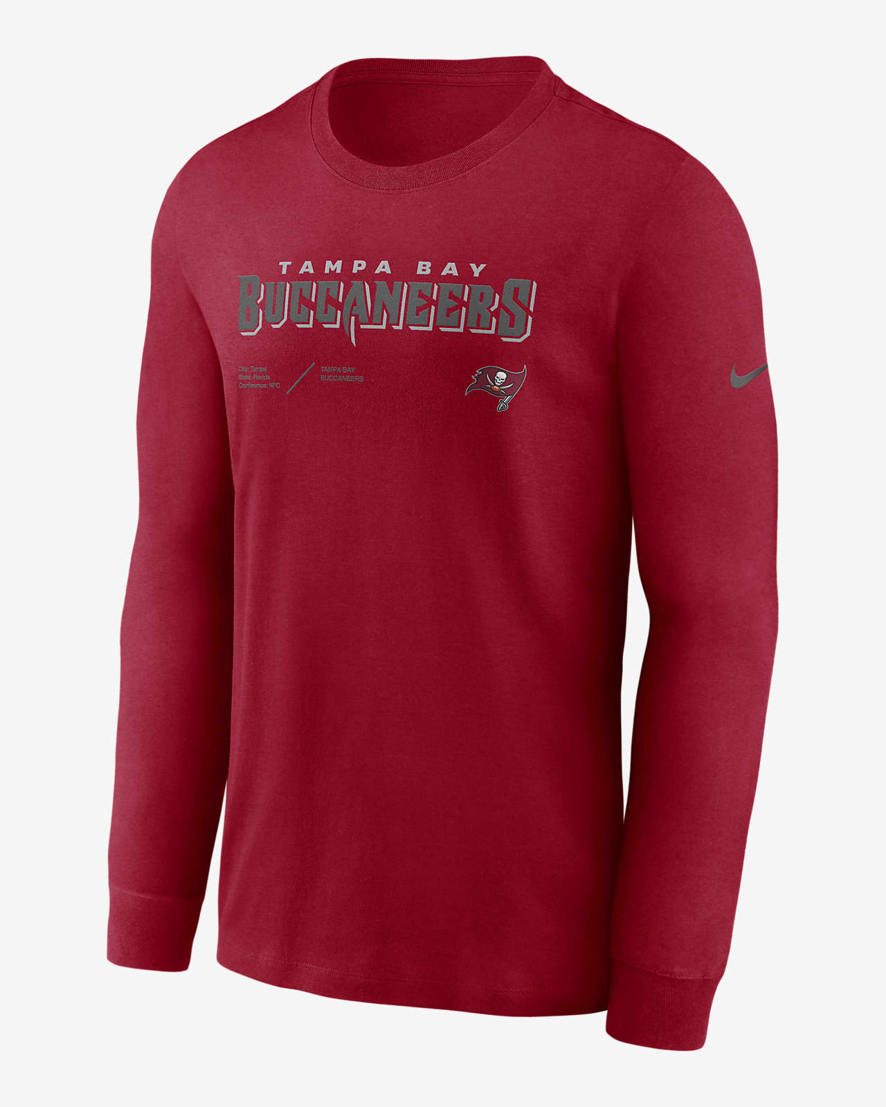 Nike Men's Dri-Fit Infograph Lockup (NFL Tampa Bay Buccaneers) Long-Sleeve T-Shirt in Red, Size: Small | NS276DL8B-7HU