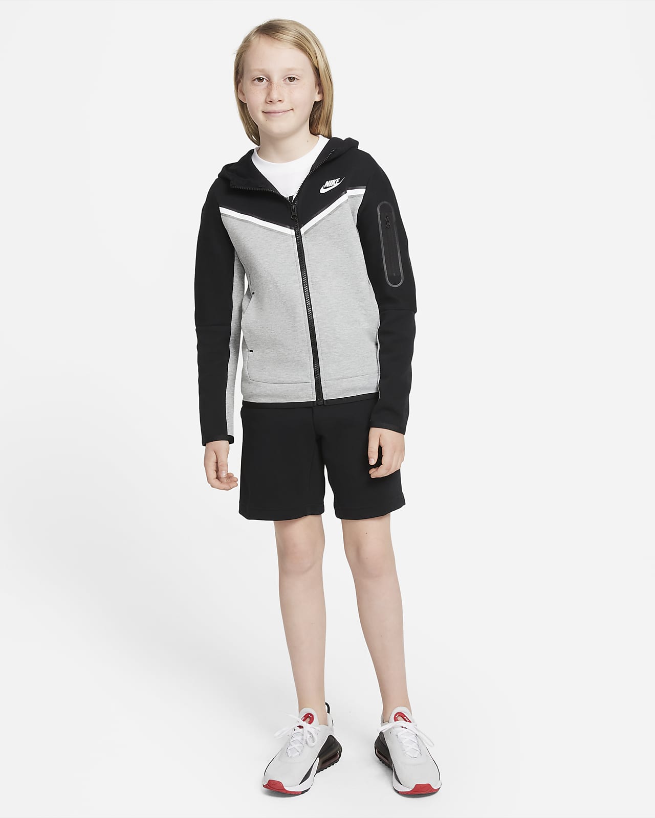 Sudadera con capucha de cierre completo para niño talla grande Nike  Sportswear Tech Fleece. Nike.com