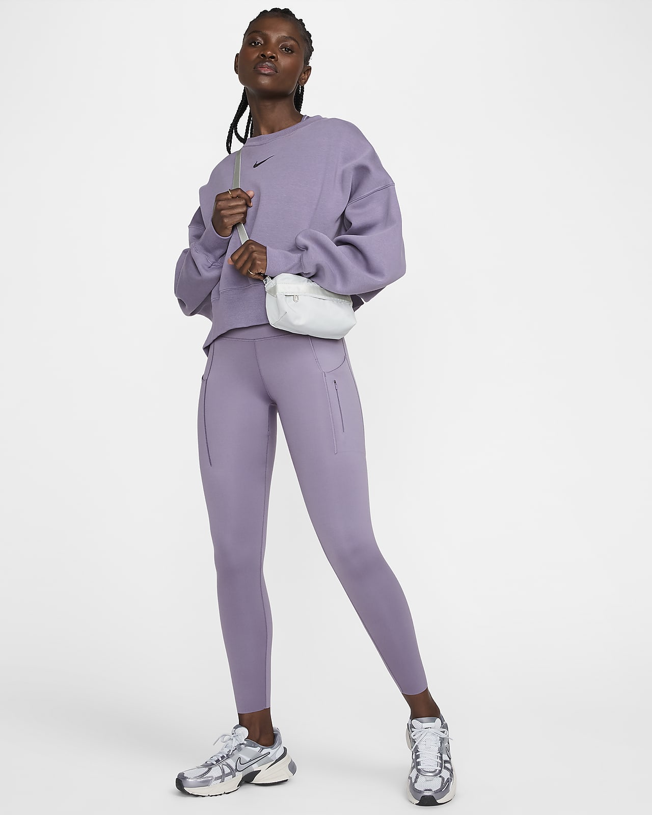 Nike Go-7/8-leggings med højt støtteniveau, mellemhøj talje og lommer til kvinder