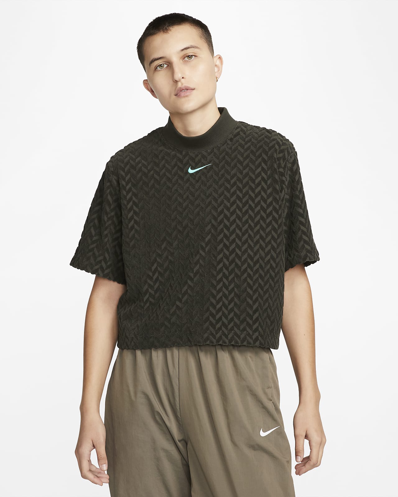 Nike Sportswear Everyday Camiseta cuadrada de tejido Woven y estampado jacquard por toda la prenda - Mujer. ES