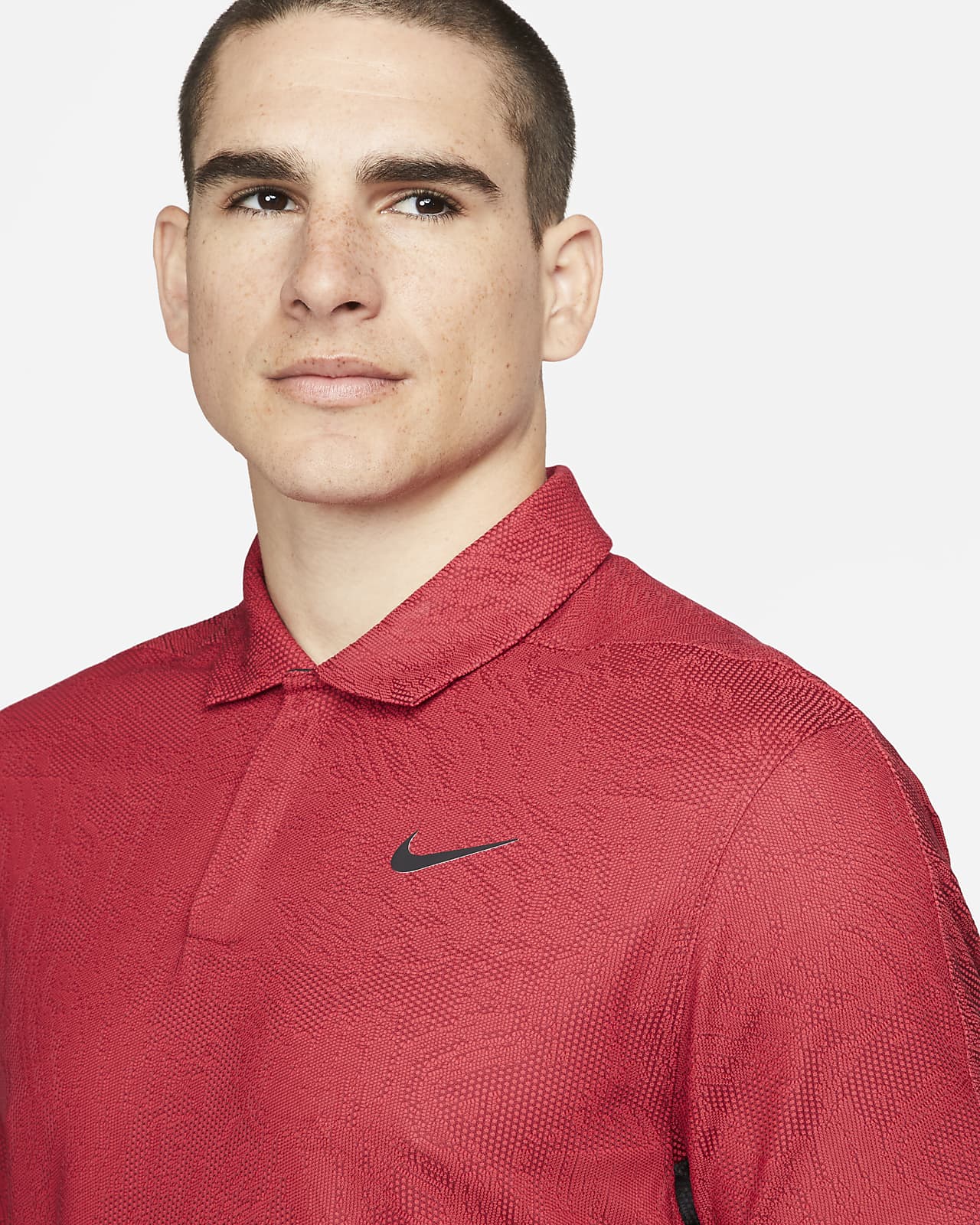 red nike dri fit golf shirt