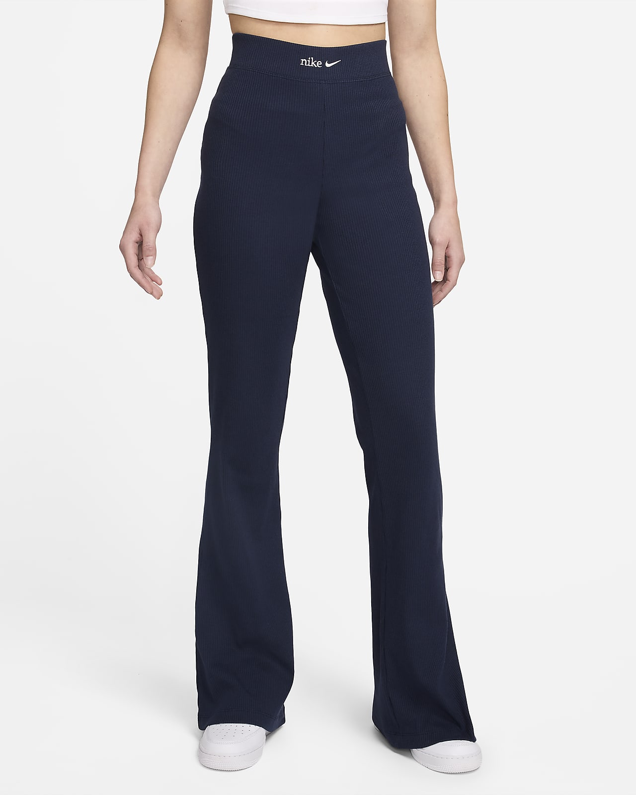 Ribbed flared trousers Woman, Black