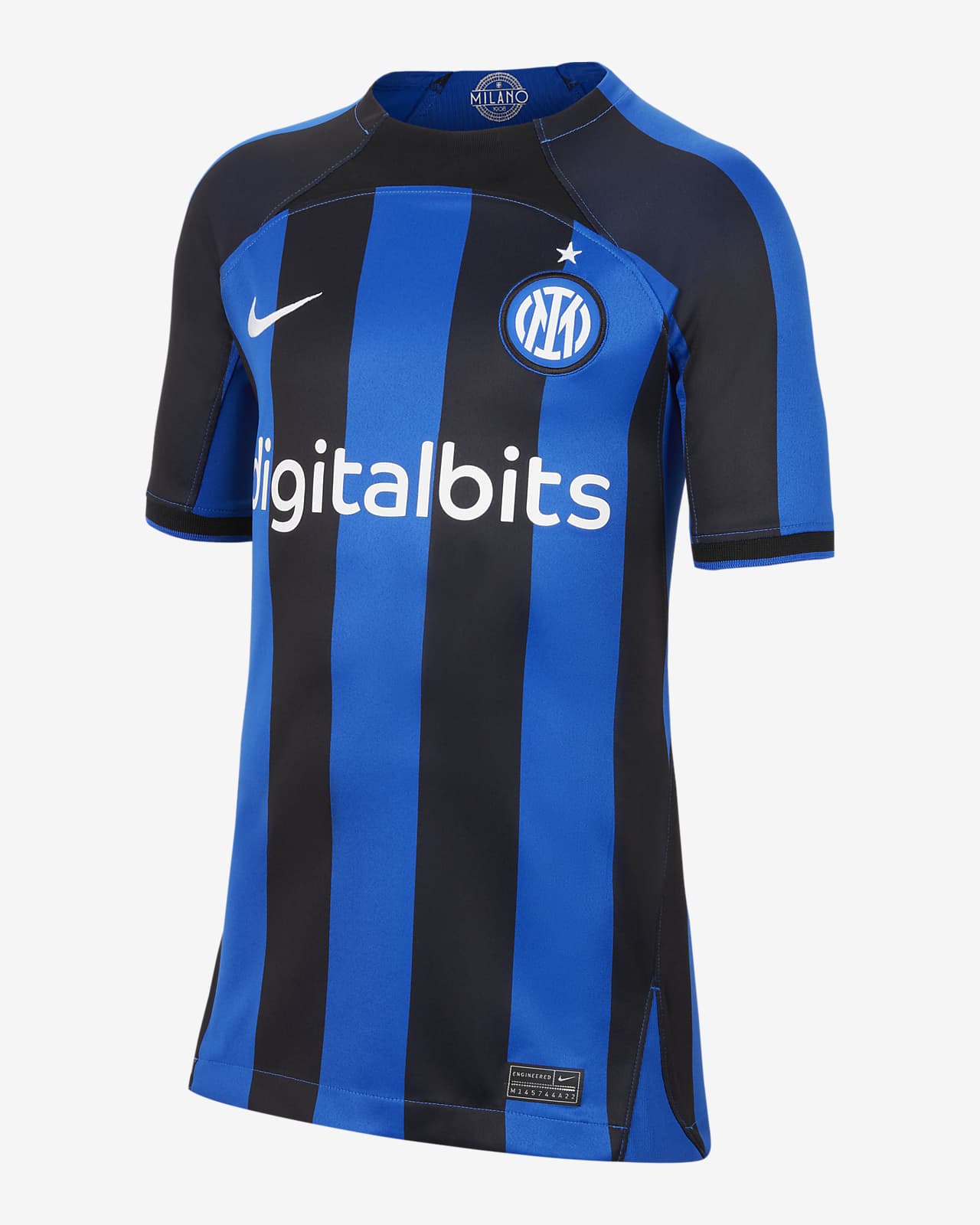 Inter Milan 2022/23 Stadium Home Nike Dri-FIT-fodboldtrøje til større børn
