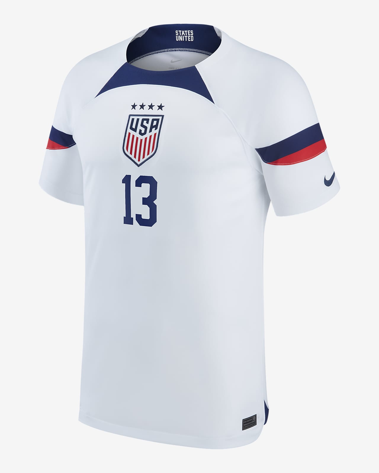 Jersey de fútbol Nike Dri-FIT de selección de fútbol de EE. UU. local 2022/23 (Alex Morgan) para hombre. Nike.com