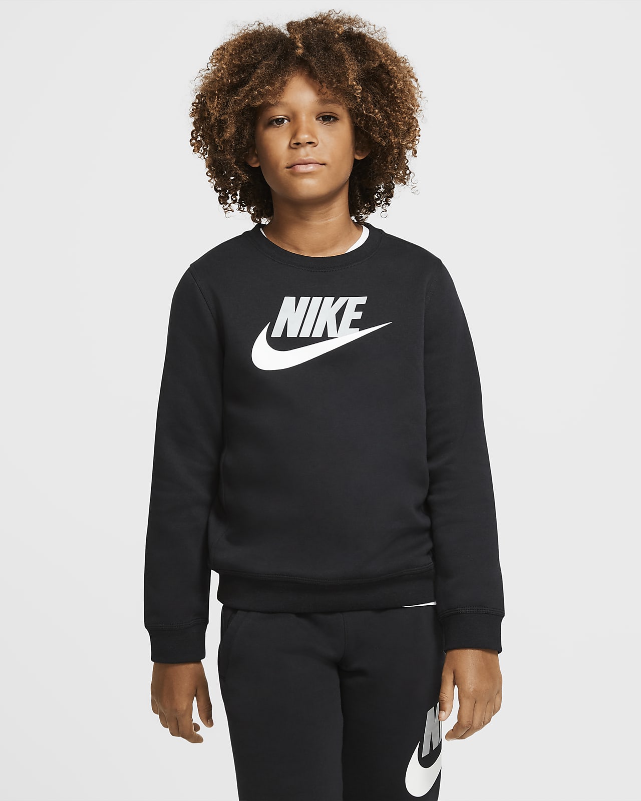 Mikina s kulatým výstřihem Nike Sportswear Club Fleece pro větší děti (chlapce)