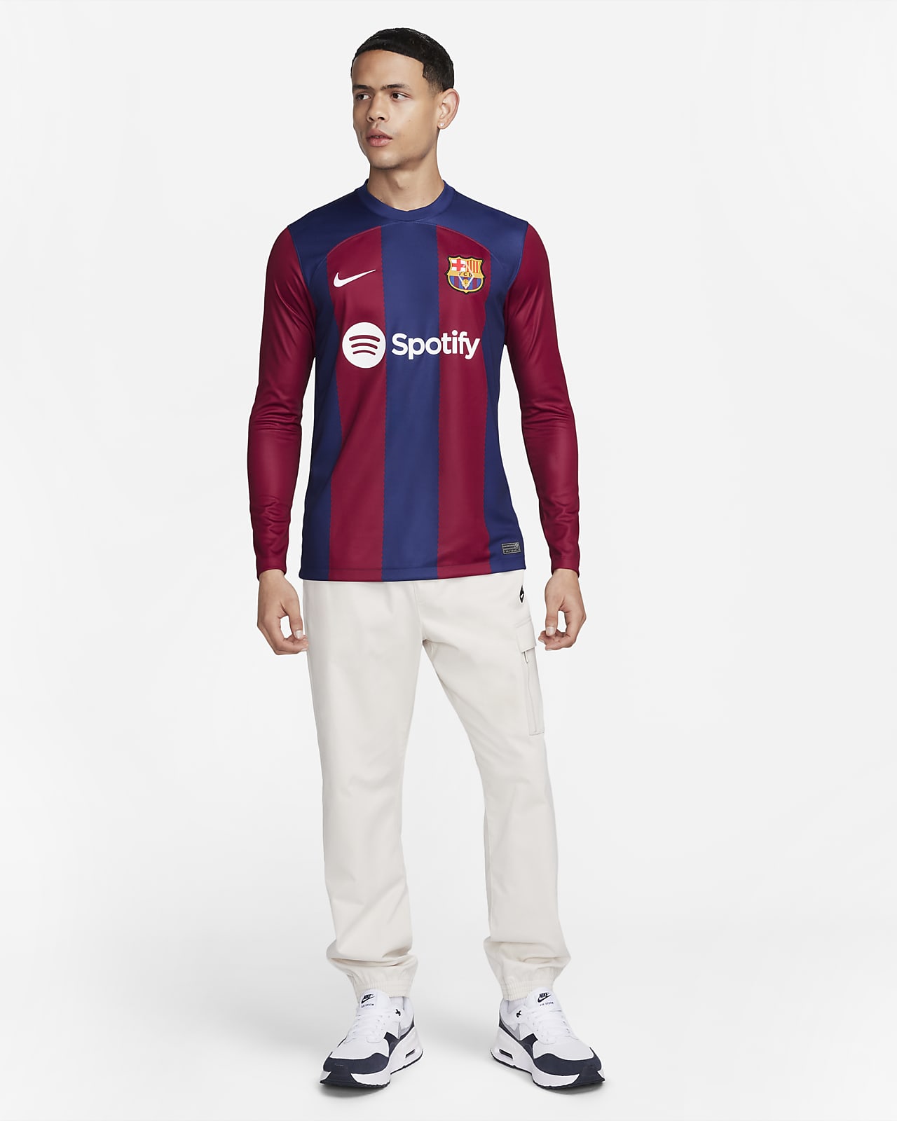 Jersey de fútbol de manga larga Nike Dri-FIT del FC Barcelona local 2023/24  Stadium para hombre.