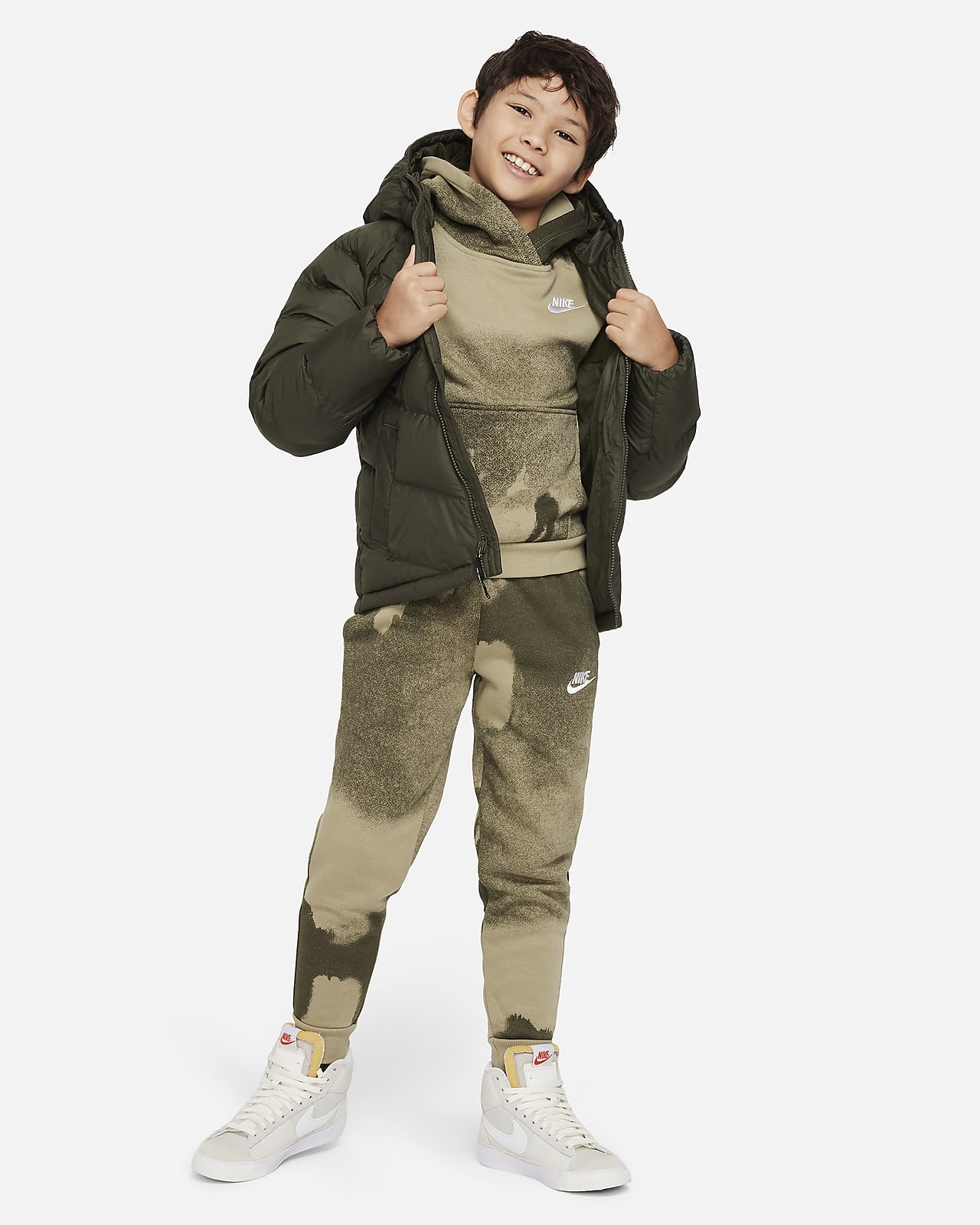 Kids' Nike Camo Futura Fleece Hoodie and Joggers Set