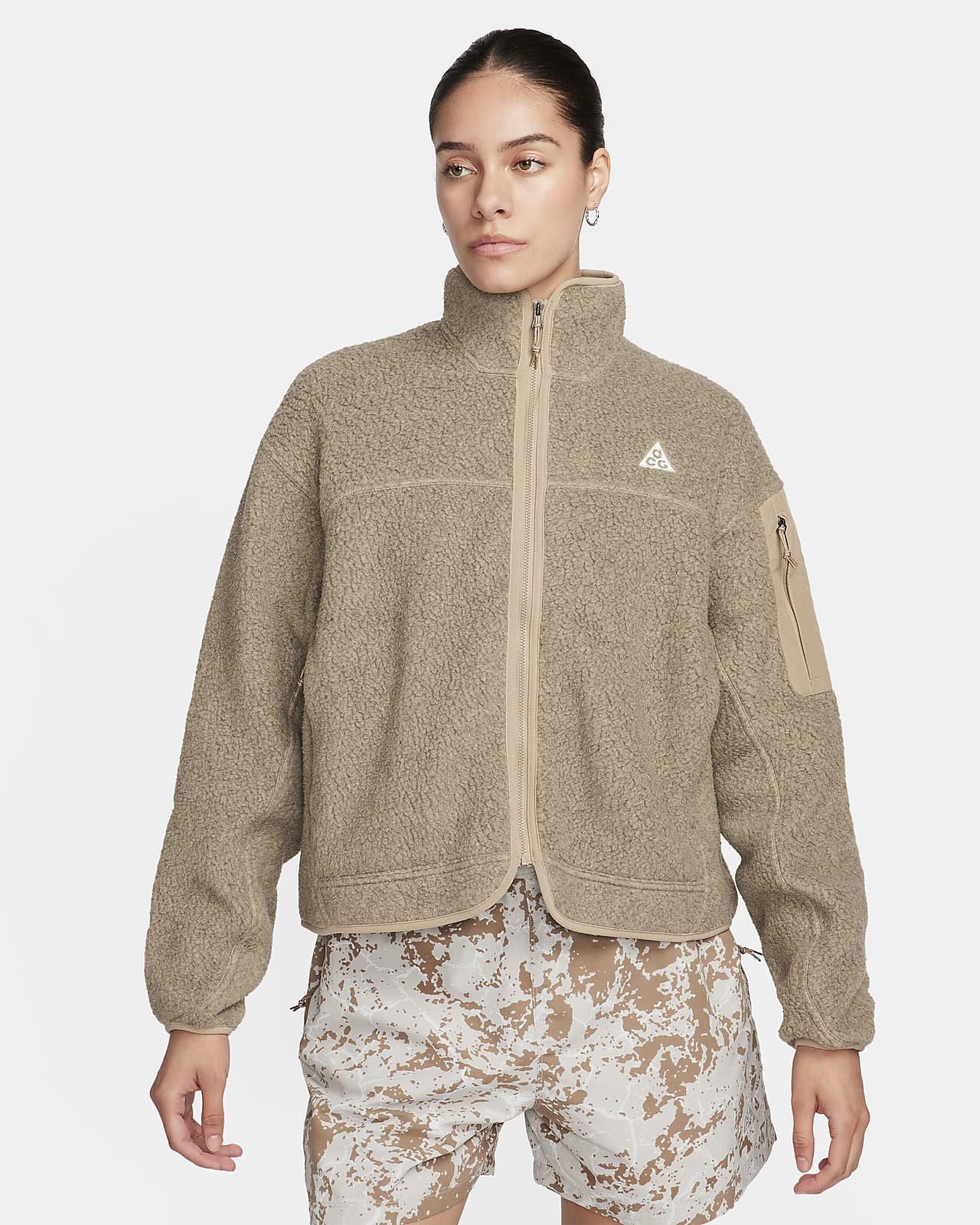 Nike ACG "Arctic Wolf" Polartec® extragroße Fleece-Jacke mit durchgehendem Reißverschluss für Damen