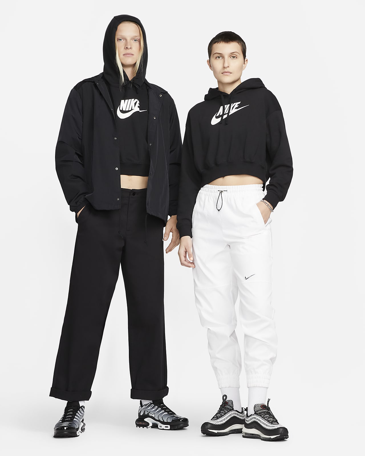 Nike Women's Club Fleece Crop Hoodie, Medium, Black