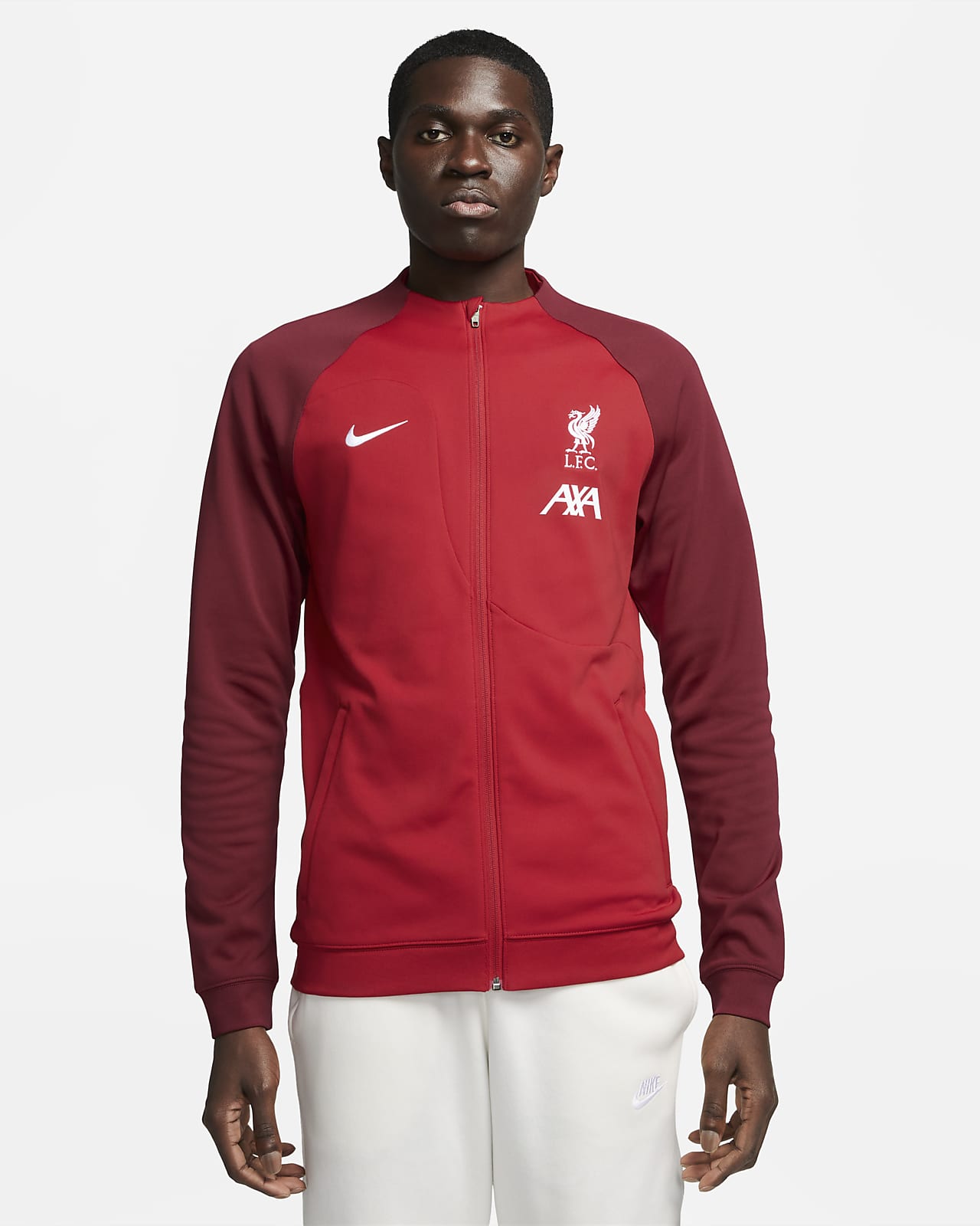 Stickad fotbollsjacka Liverpool FC Academy Pro Nike med hel dragkedja för män