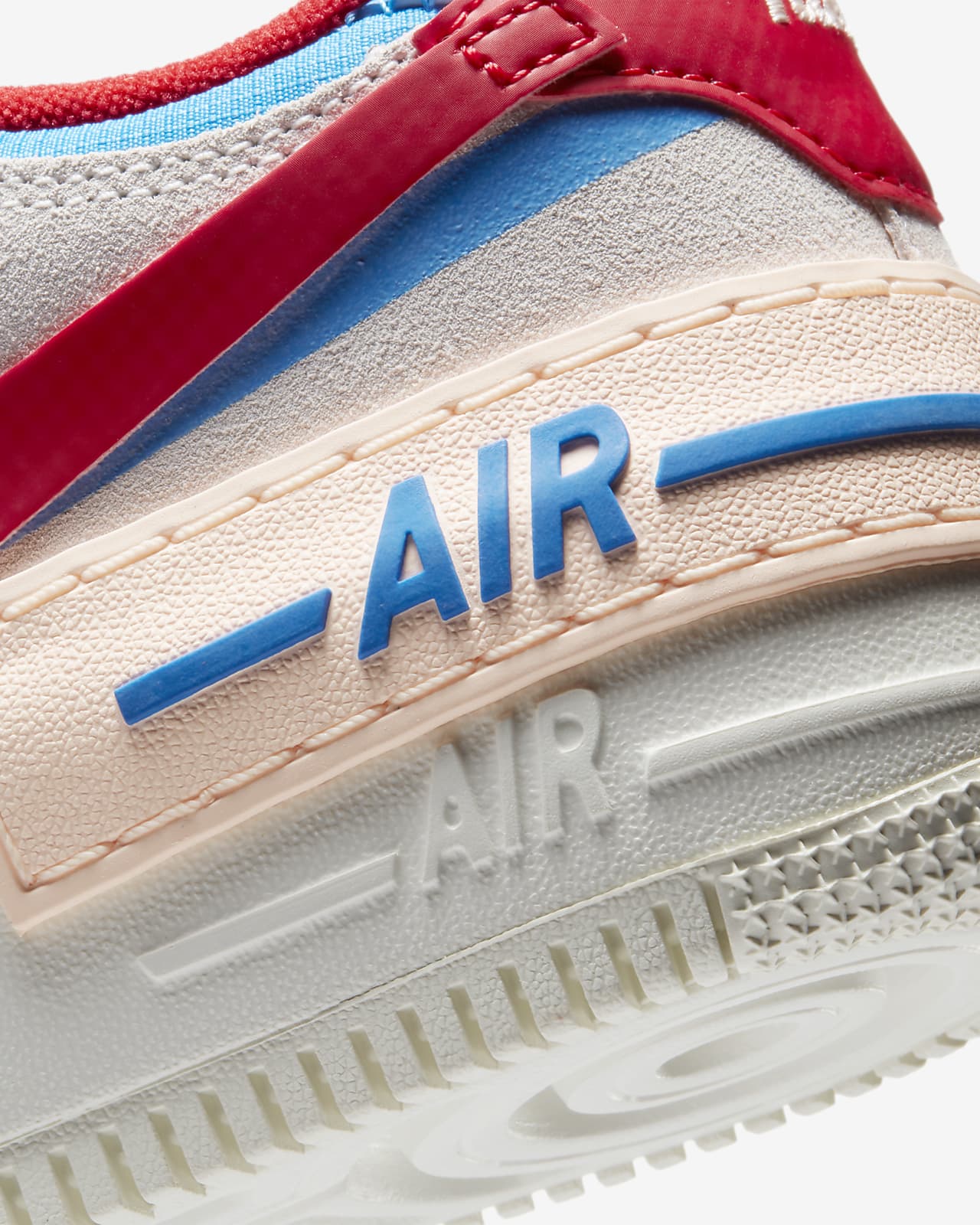 nike air force 1 shadow sneakers in white red and blue