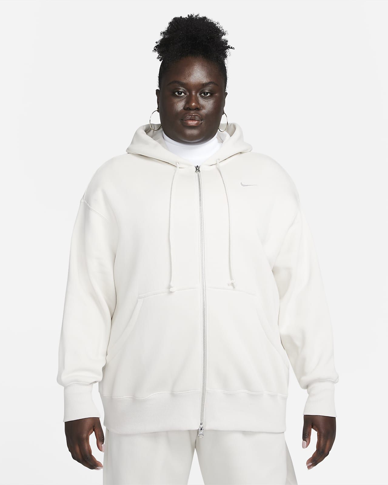 Γυναικεία μπλούζα με κουκούλα και φερμουάρ σε όλο το μήκος σε φαρδιά γραμμή Nike Sportswear Phoenix Fleece (μεγάλα μεγέθη)