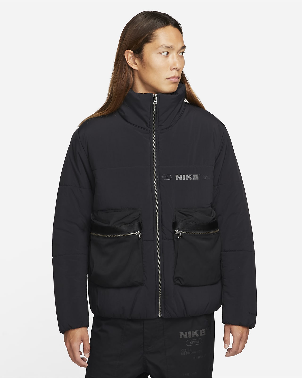 nike navy polyester terry jacket