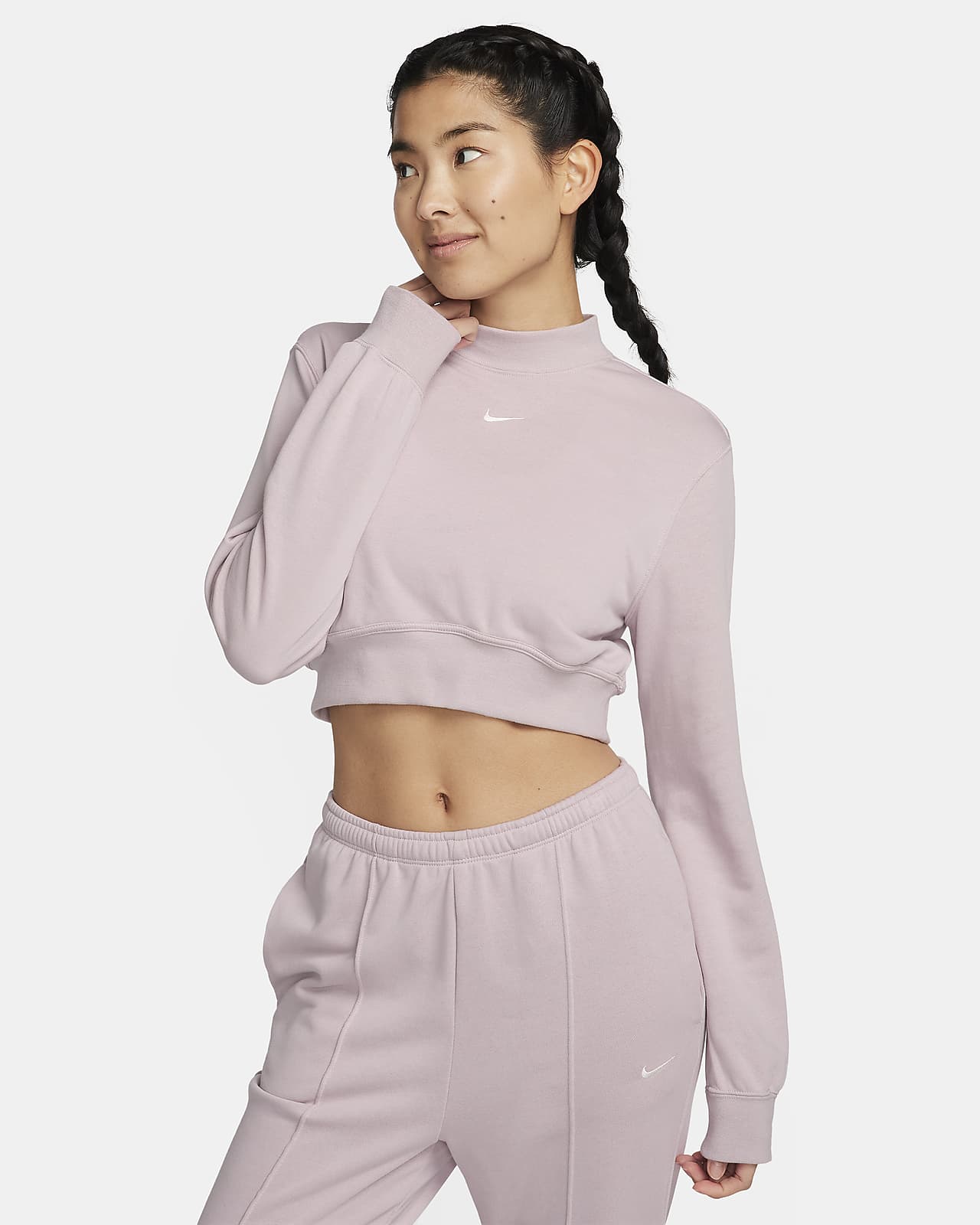 เสื้อเอวลอยคอกลมผ้าเฟรนช์เทรีผู้หญิง Nike Sportswear Chill Terry