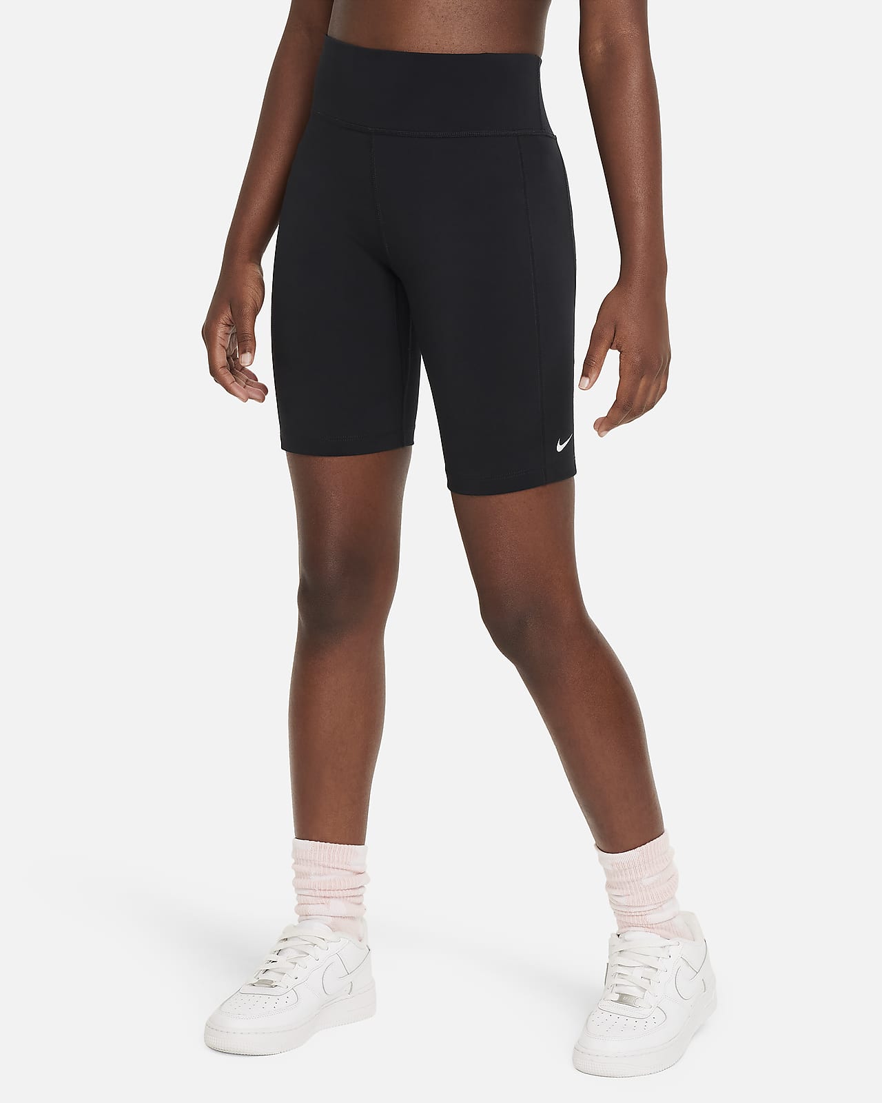 Cykelshorts Nike One Leak Protection: Mensshorts med hög midja 18 cm för ungdom (tjejer)