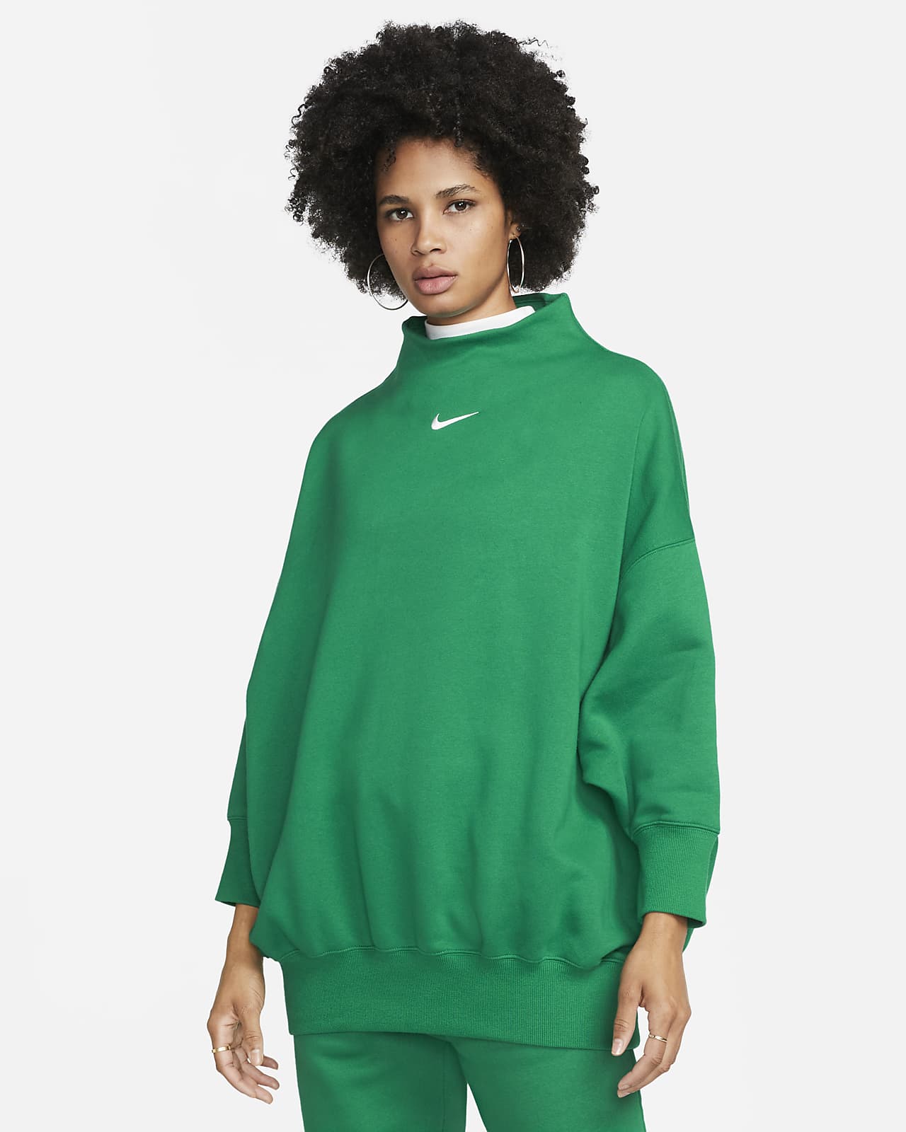 Phoenix Fleece Women's Over-Oversized Mock-Neck 3/4-Sleeve Sweatshirt. Nike.com