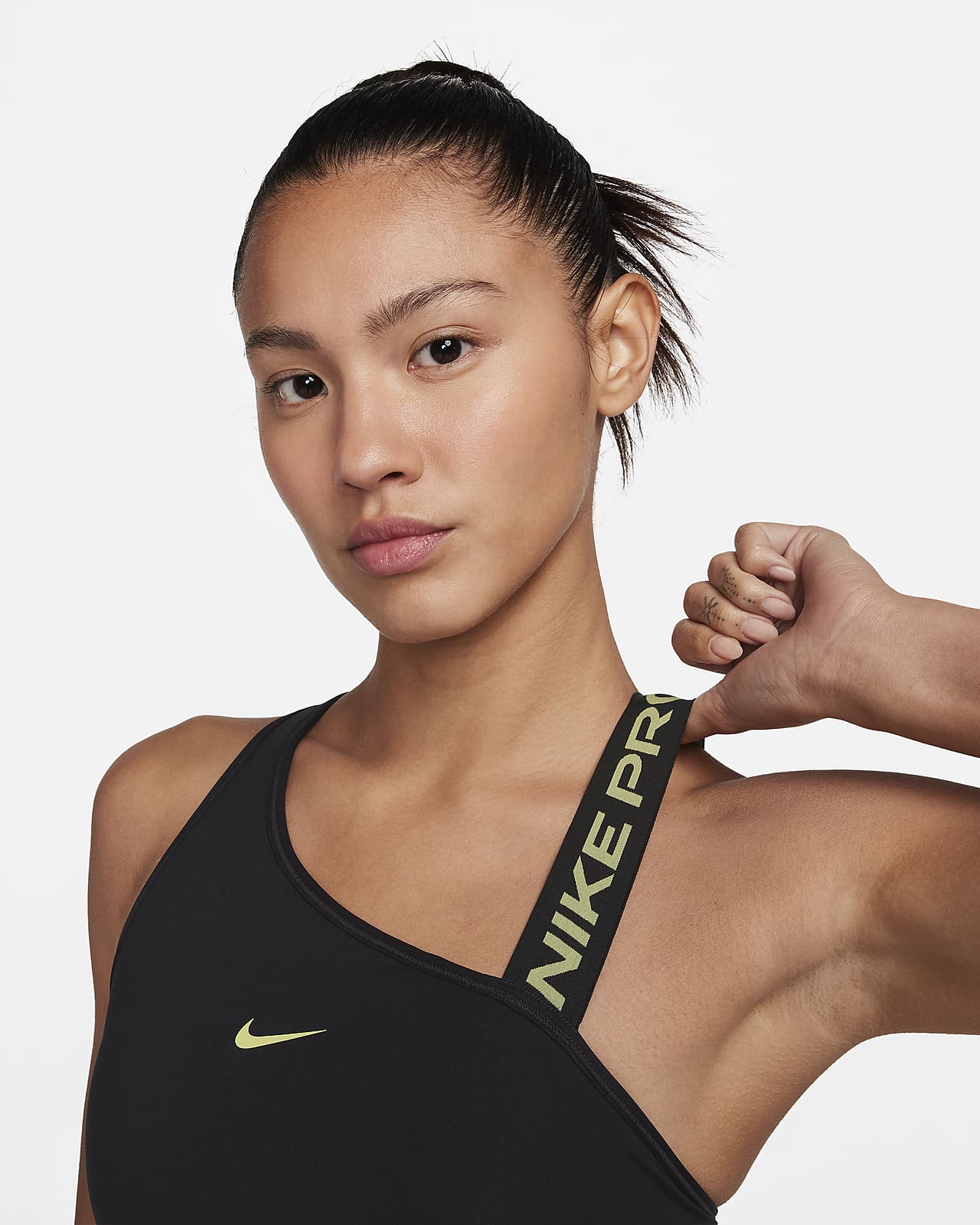 Nike Women's Pro Swoosh Medium-support Asymmetrical Sports Bra In Red