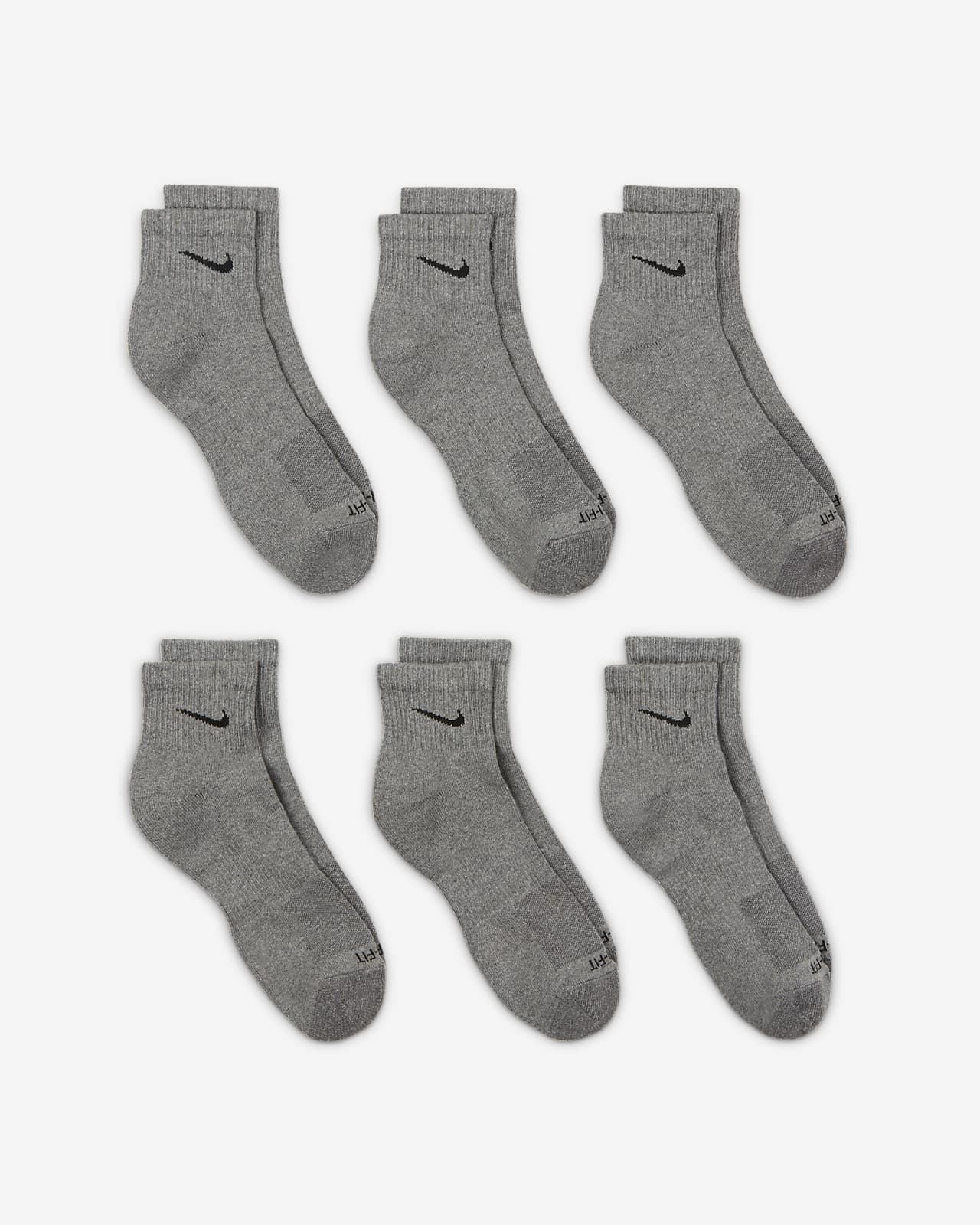 Nike Everyday Plus Athletic Low Socks, Breathable, 6-Pack
