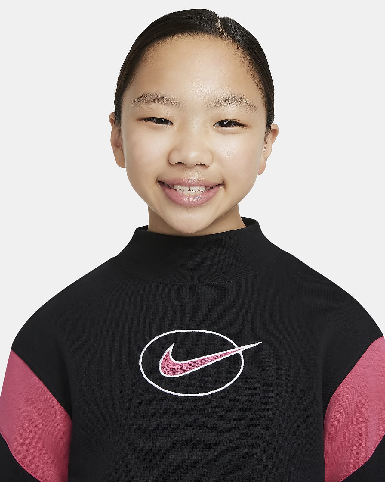 Nike Sportswear Older Kids' (Girls') Fleece Long-Sleeve Mock-Neck Top ...