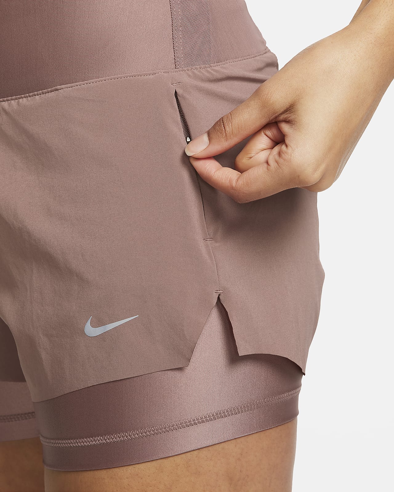 Nike Dri-FIT Swift Women's Mid-Rise 3 2-in-1 Running Shorts with Pockets.