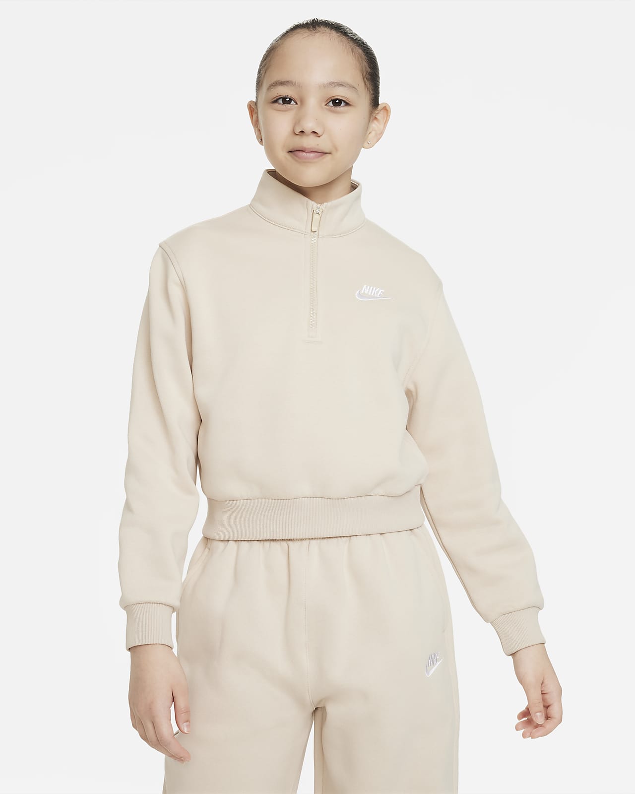 Nike Sportswear Club Fleece Big Kids Girls 1 2 Zip Long Sleeve