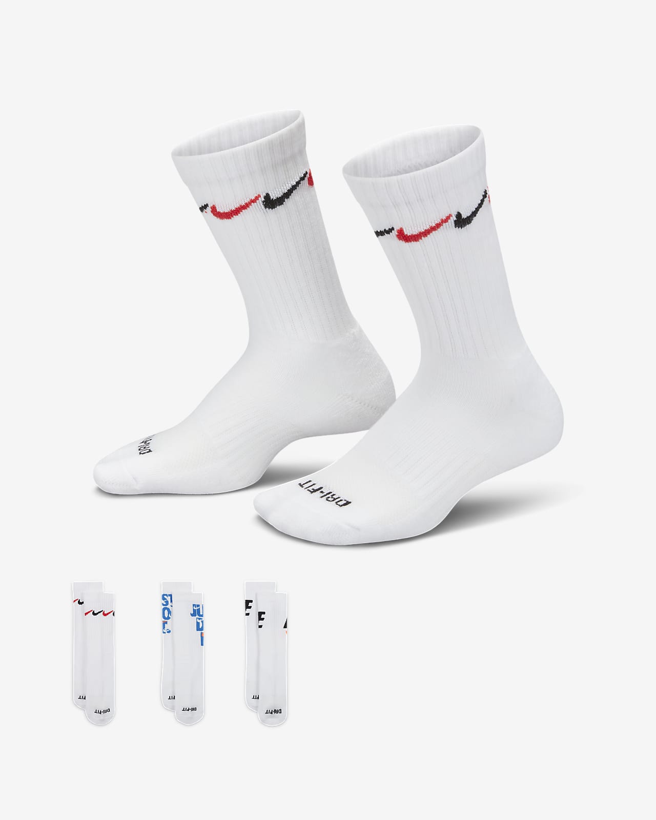 Nike Graphic Dri-FIT Crew Socks (3 Pairs) Little Kids' Socks