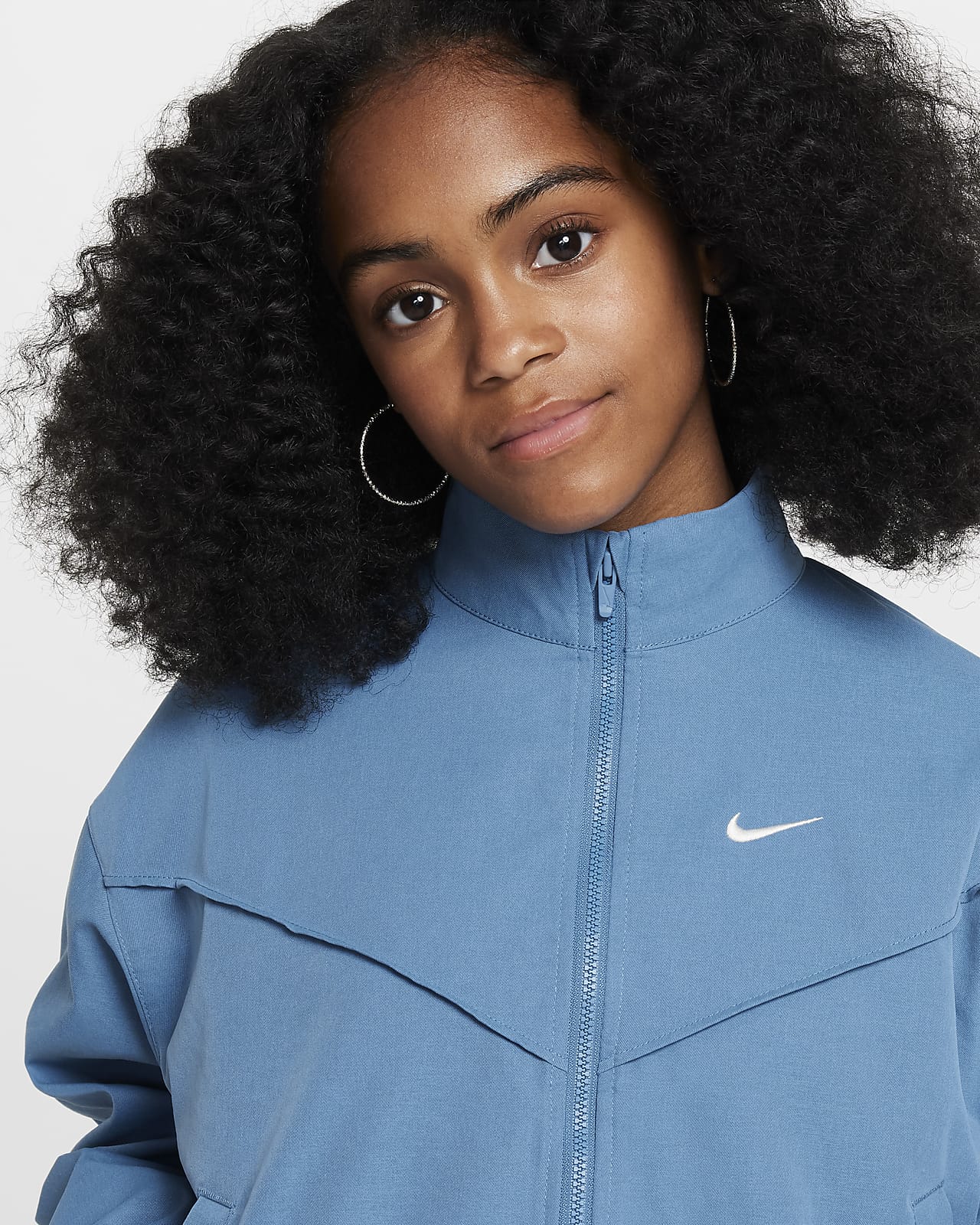 【ナイキ公式】スポーツウェア ガールズ オーバーサイズド ライトウェイト ジャケット ブルー ウィメンズ L Nike Sportswear Girls' Oversized Lightweight Jacket