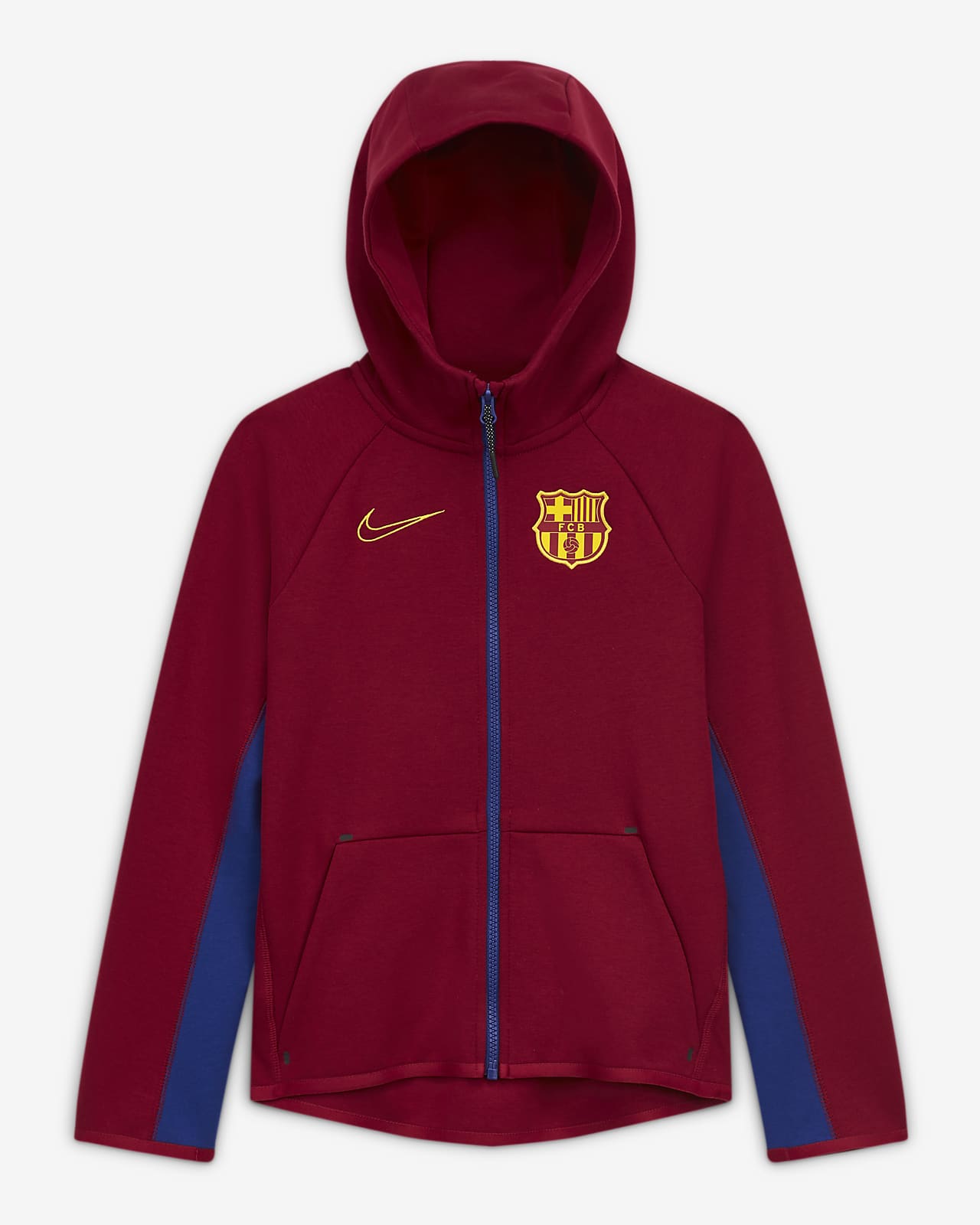 Felpa da calcio con cappuccio e zip a tutta lunghezza FC Barcelona Tech  Fleece - Ragazzi. Nike IT