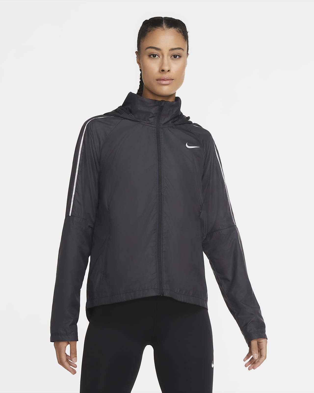 Veste de running imprimée à capuche Nike Swoosh pour femme. Nike BE