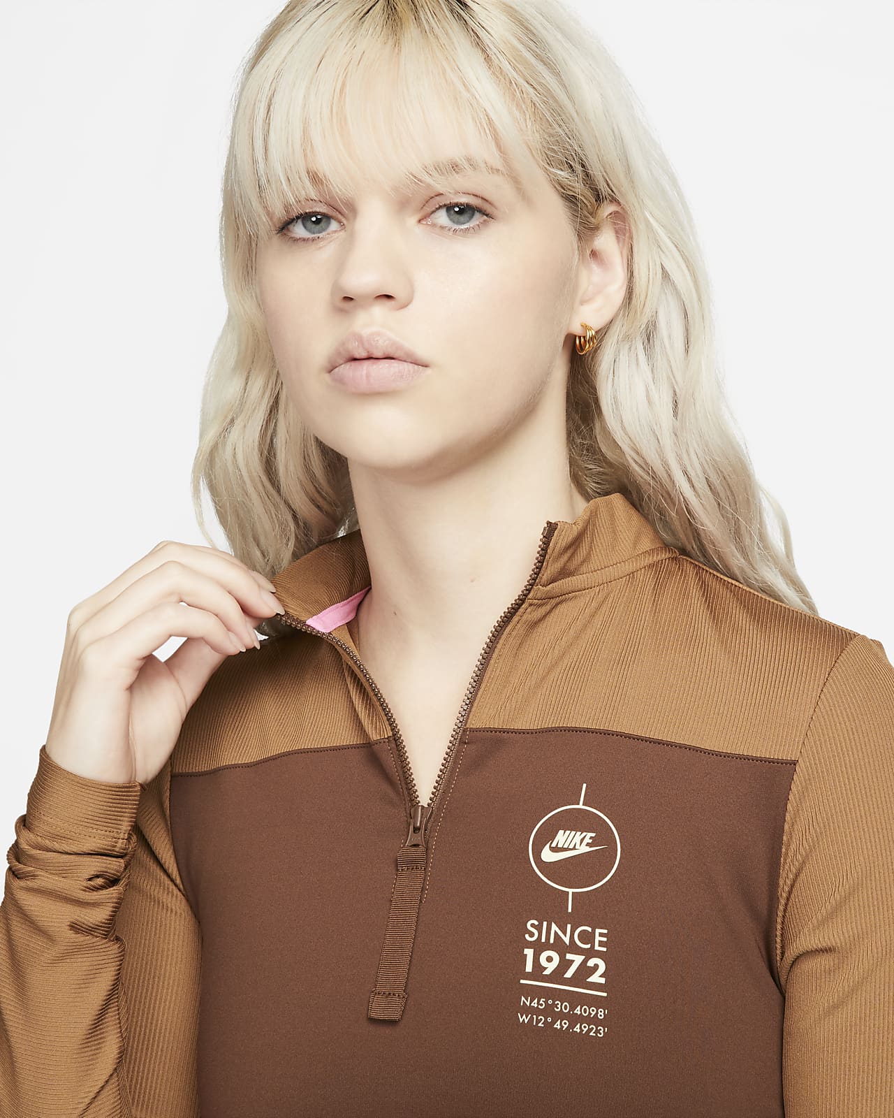 womens nike sportswear ribbed half zip long sleeve top