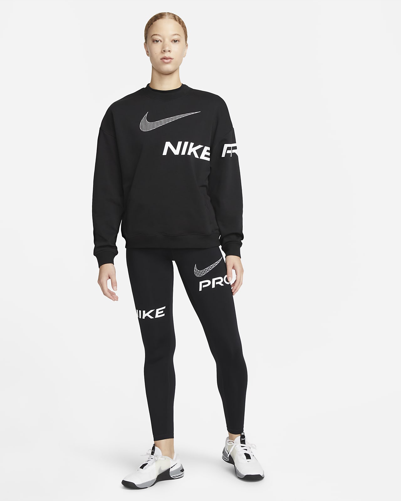 Nike Dri-FIT Get Fit Women's French Terry Graphic Crew-Neck Sweatshirt ...