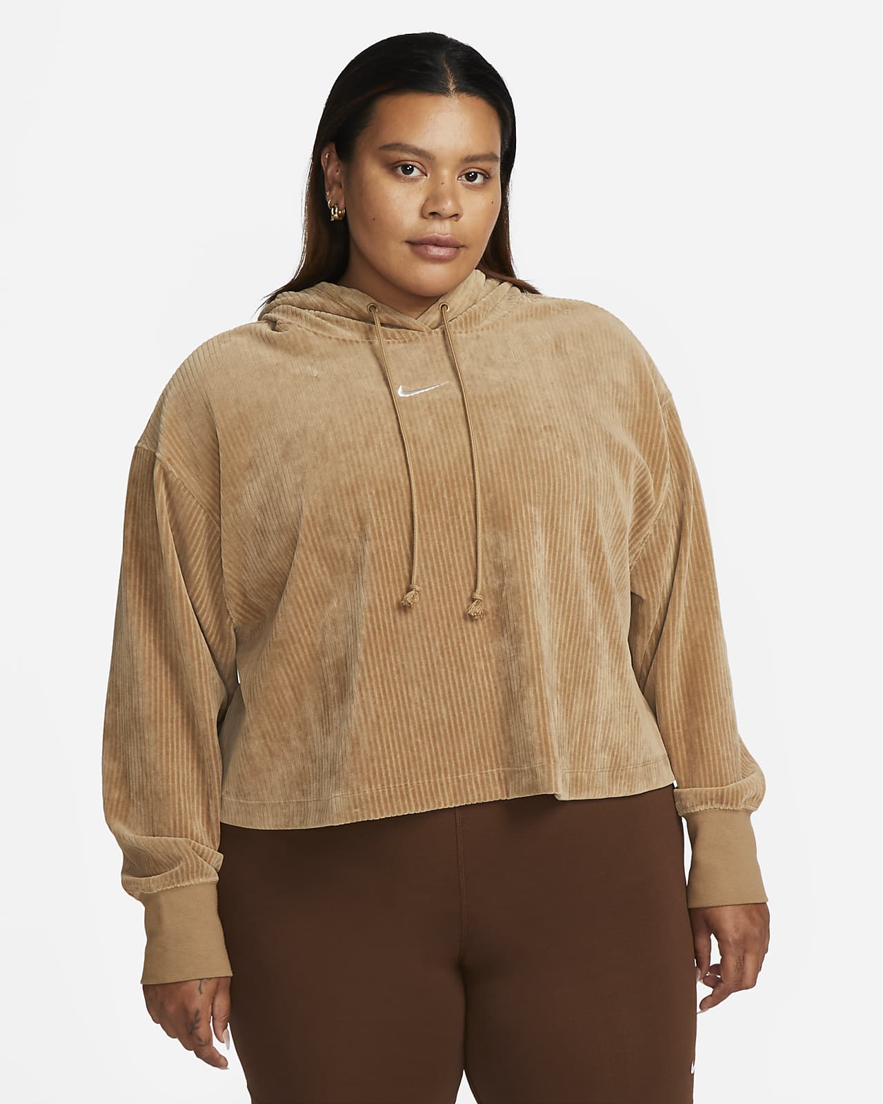 Nike Sportswear Women's Velour Cropped Pullover Hoodie Size).