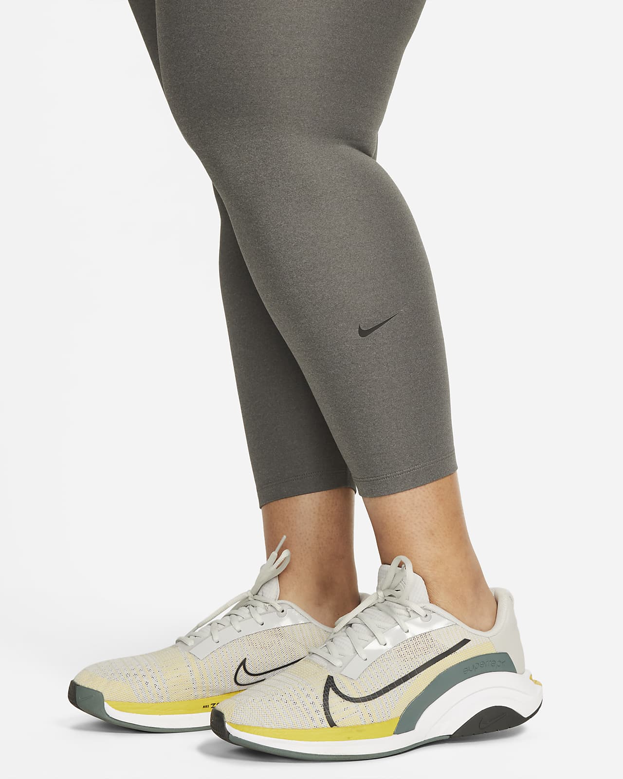 Nike One Iron Grey/Heather/White DD0252-068 Women's Mid-Rise Leggings XS  $60