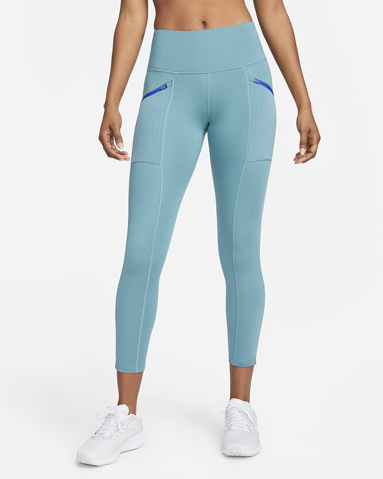 Nike Womens Running Mid-rise Pocket Leggings - Blue