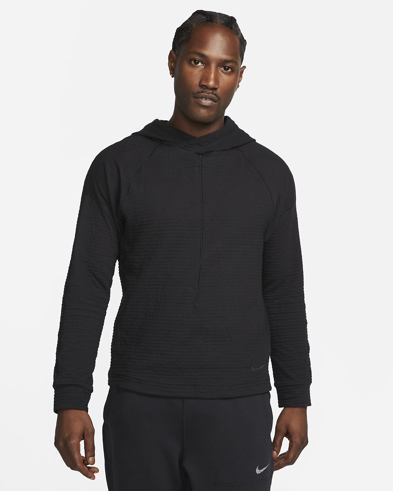 Nike Dri-Fit Hoodie Black Gray Pullover Sweatshirt Big Center Swoosh Men’s M