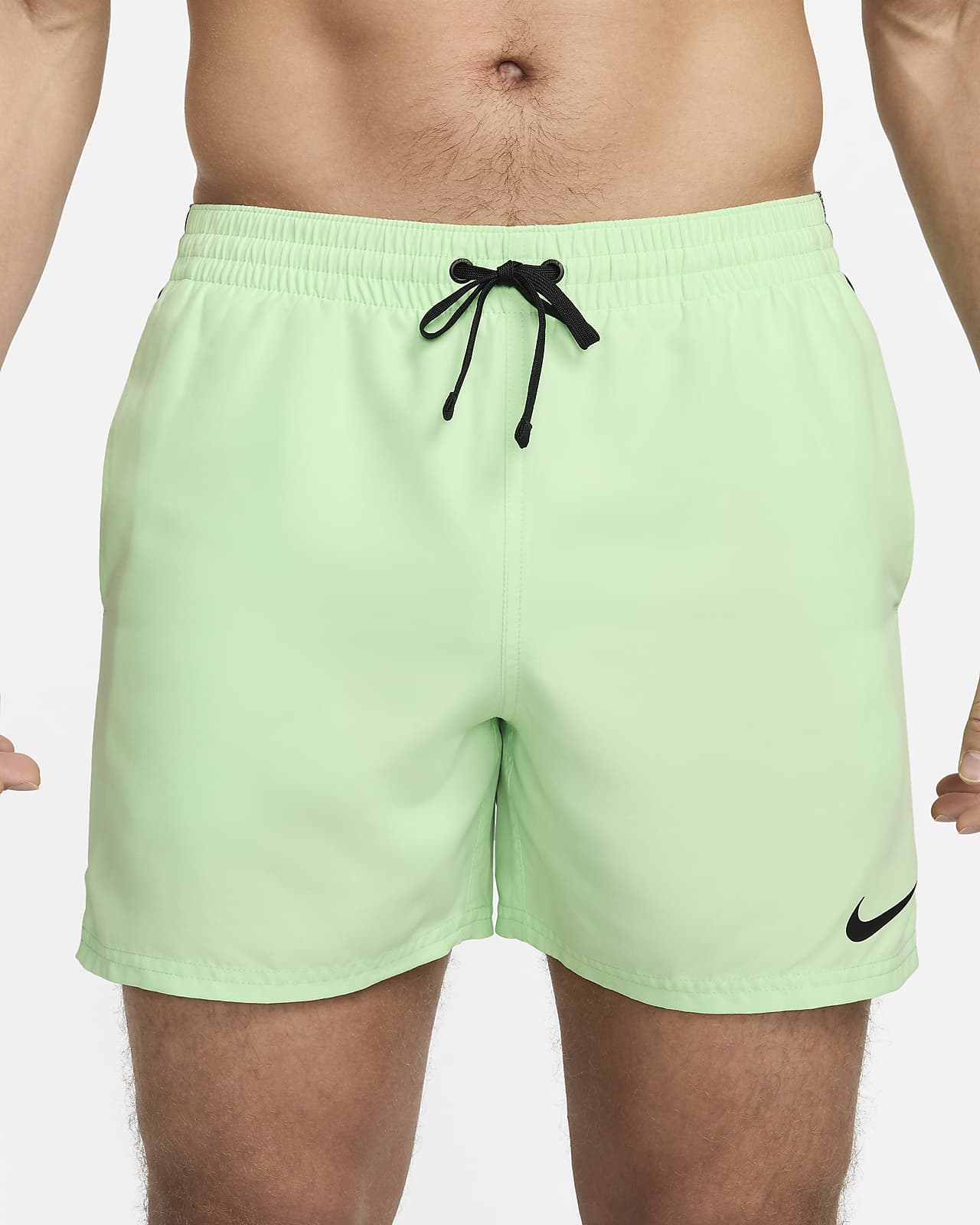 Nike Swimming 5 inch large double Swoosh shorts in lime green