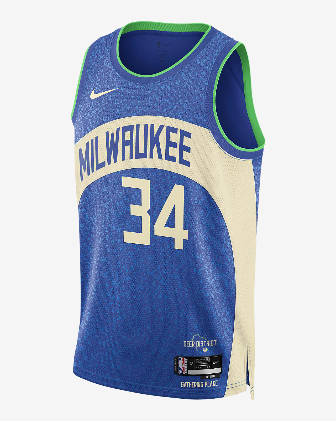 Giannis Antetokounmpo Milwaukee Bucks City Edition 2023/24 Nike Dri-FIT NBA Swingman Jersey för män