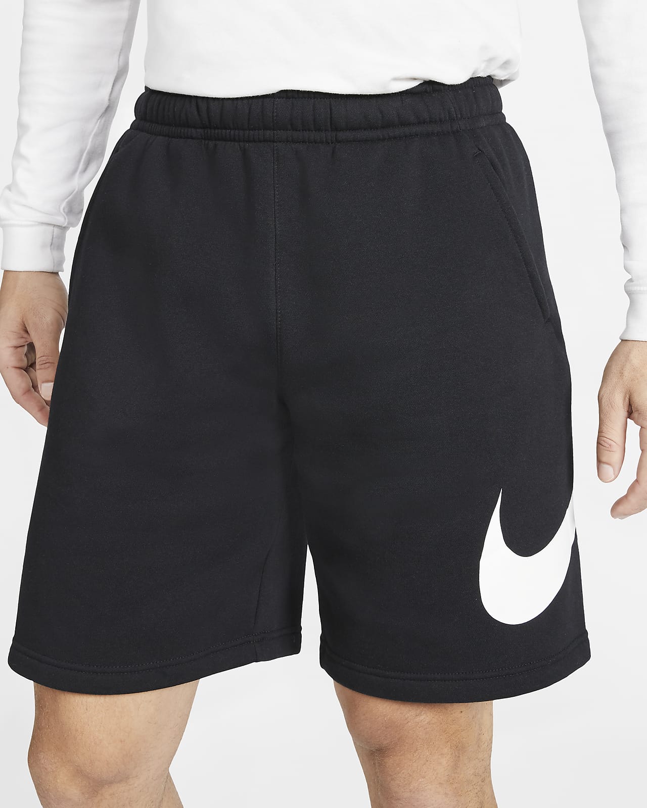 Nike Women Activewear Shorts Medium Black Logo Swoosh Elastic Waist  Drawstring