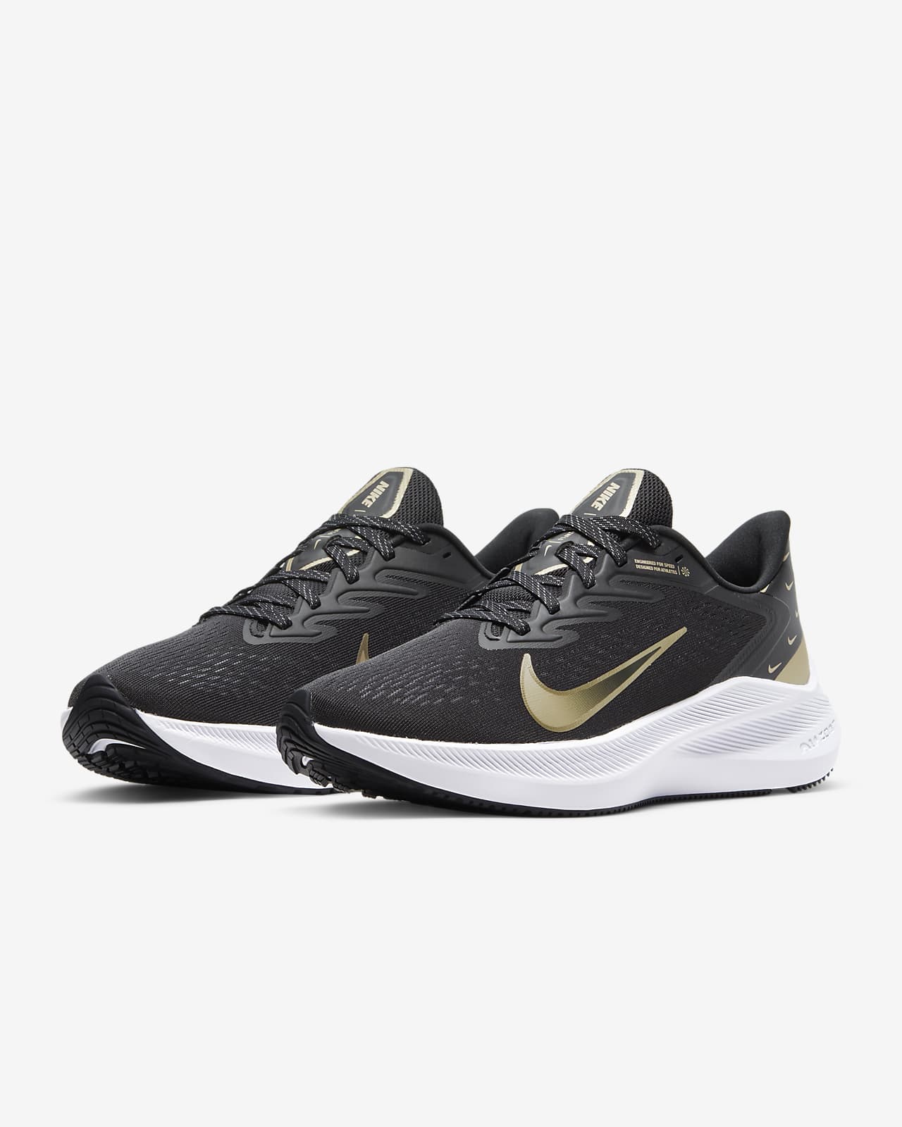 nike womens running shoes black and gold