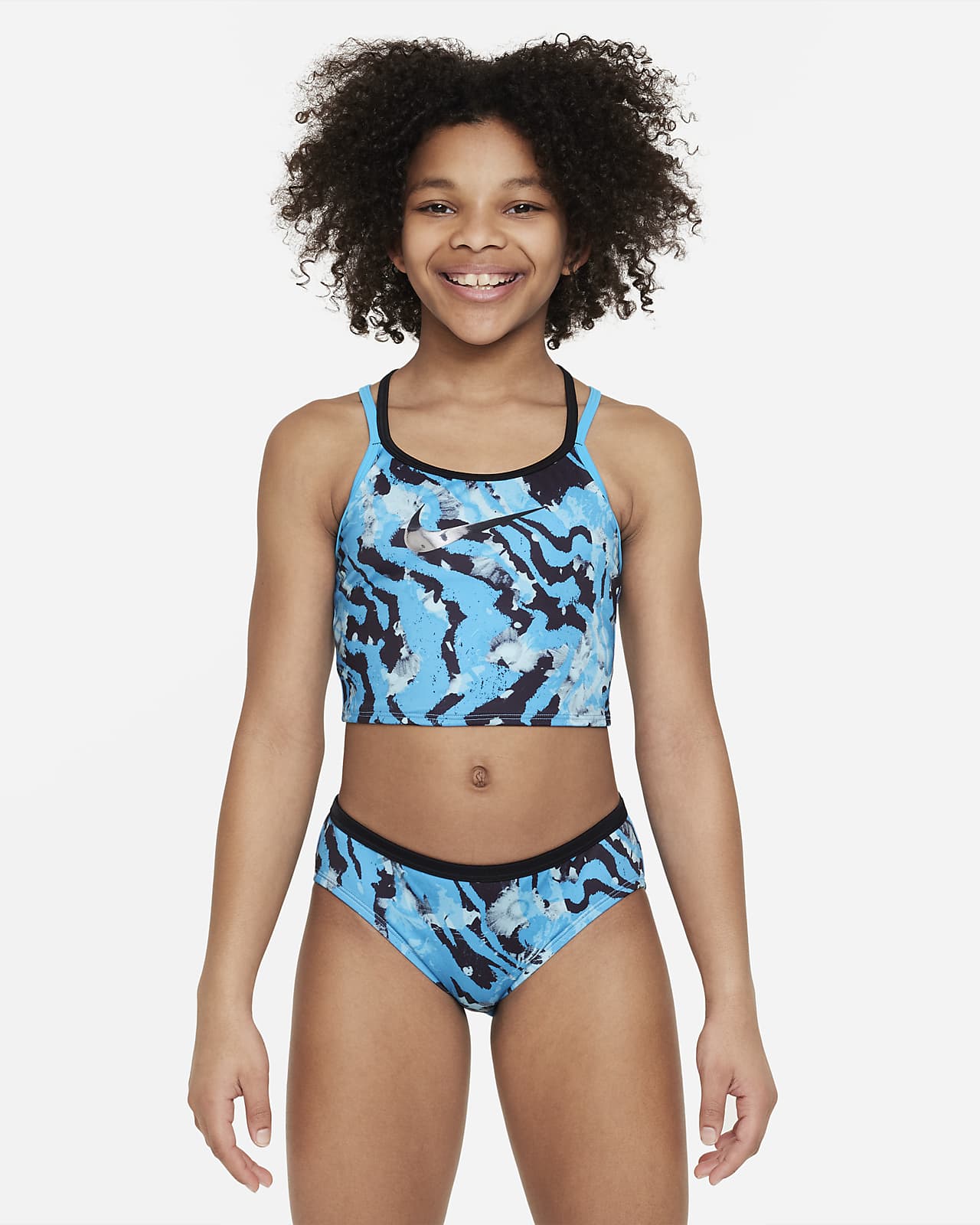Nike-midkinisvømmesæt med T-krydsryg til større børn (piger)