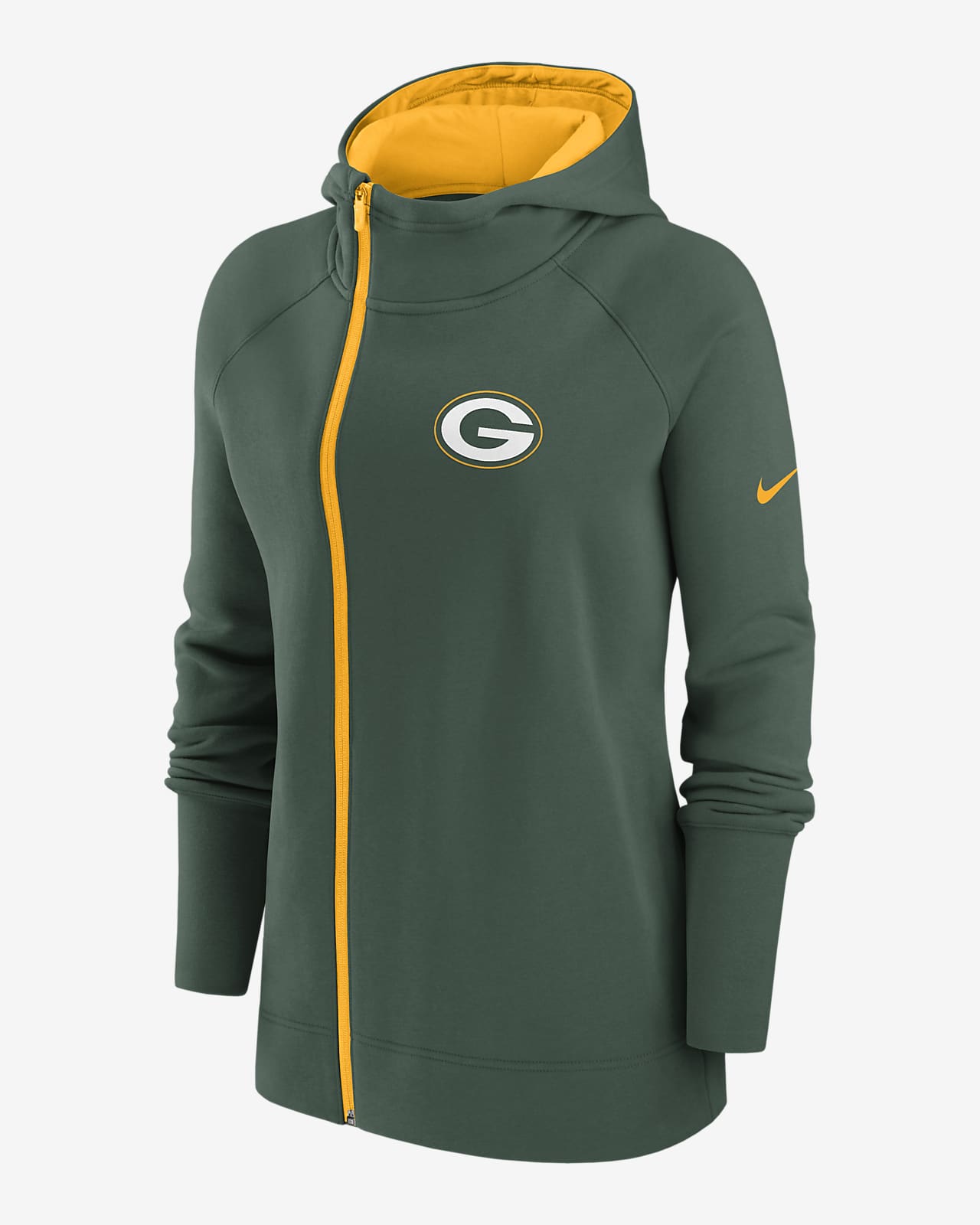 Nike Women's Assymetrical (NFL Green Bay Packers) Full-Zip Hoodie in Green, Size: Medium | 00CY063K7T-06K