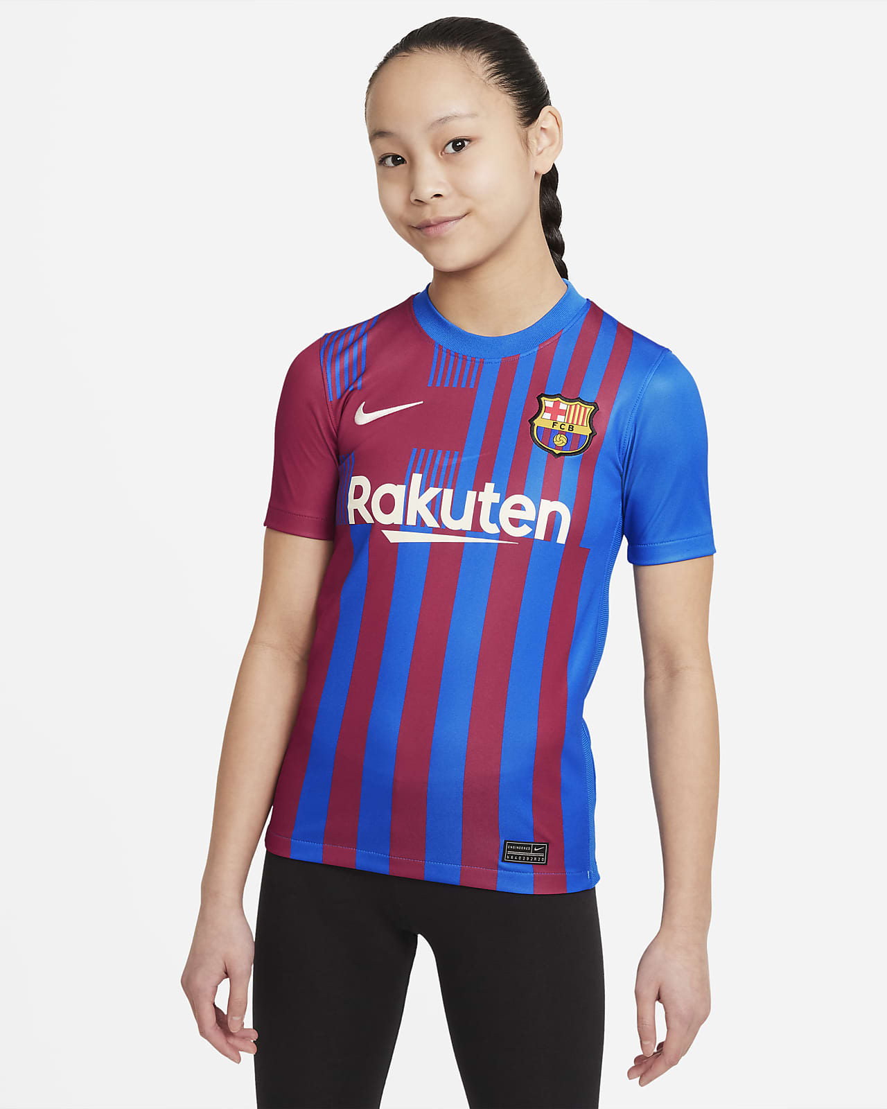 F.C. Barcelona 2021/22 Stadium Home Older Kids' Football Shirt. Nike NL